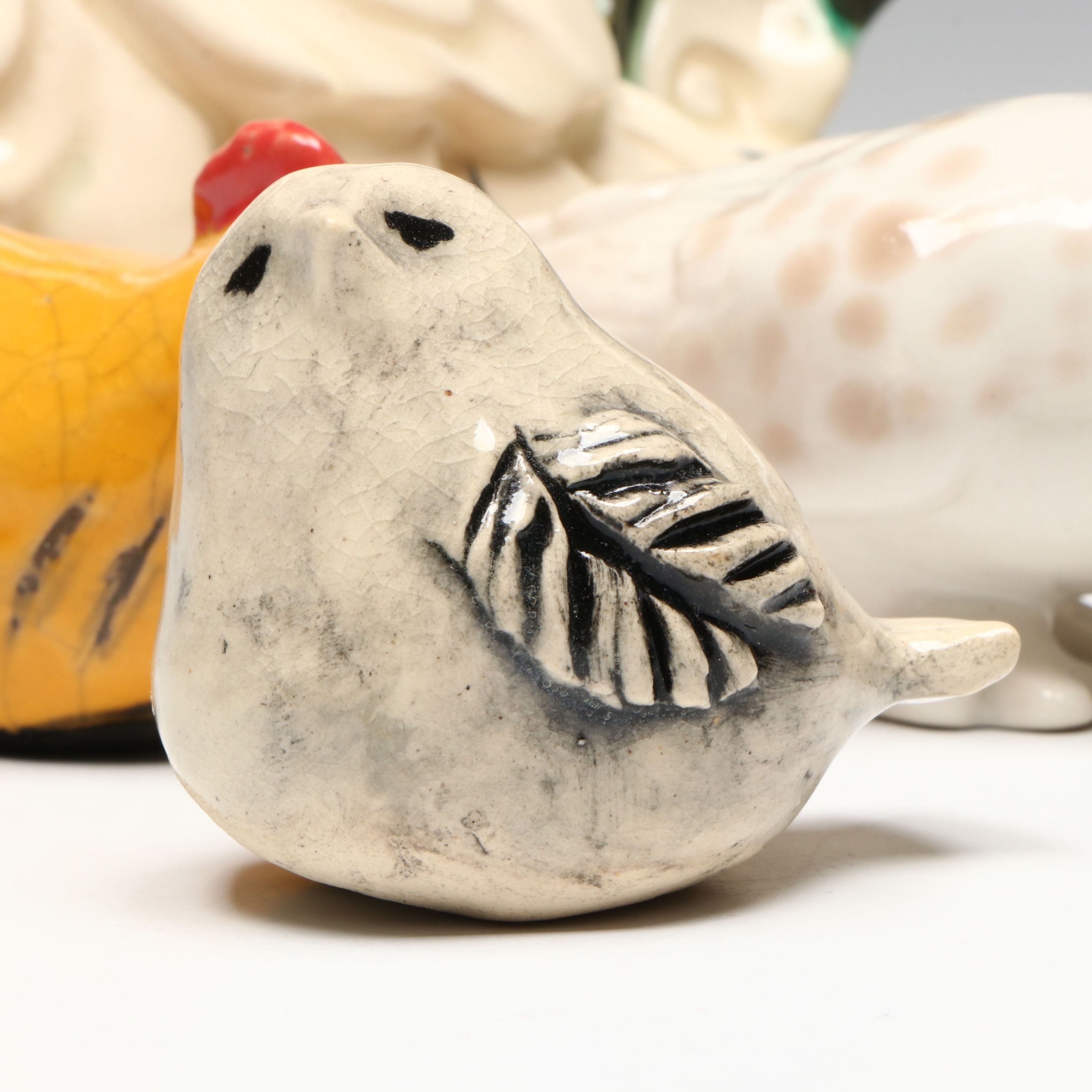 Ceramic Owl, Dove, Chicken and Rooster Figurines