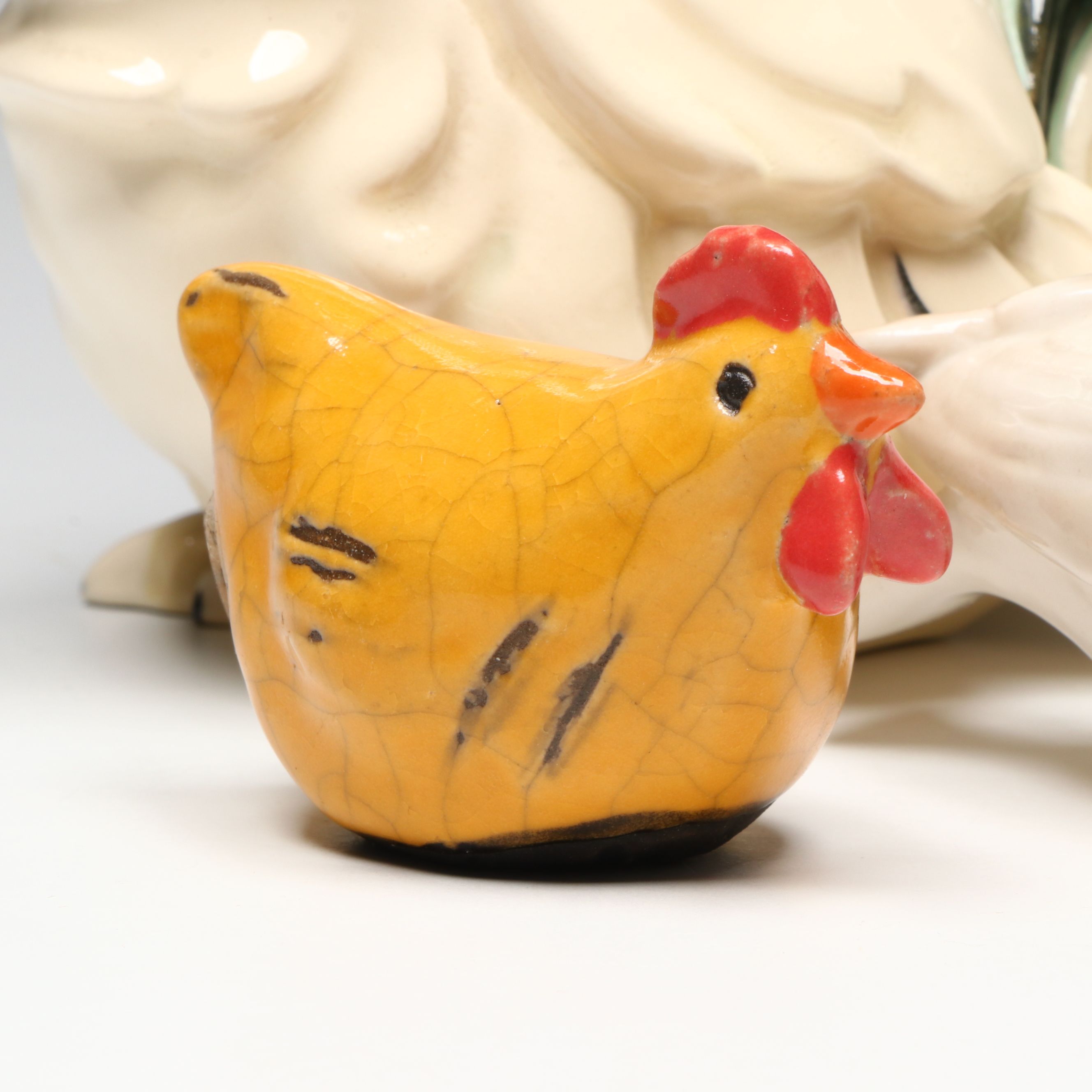Ceramic Owl, Dove, Chicken and Rooster Figurines