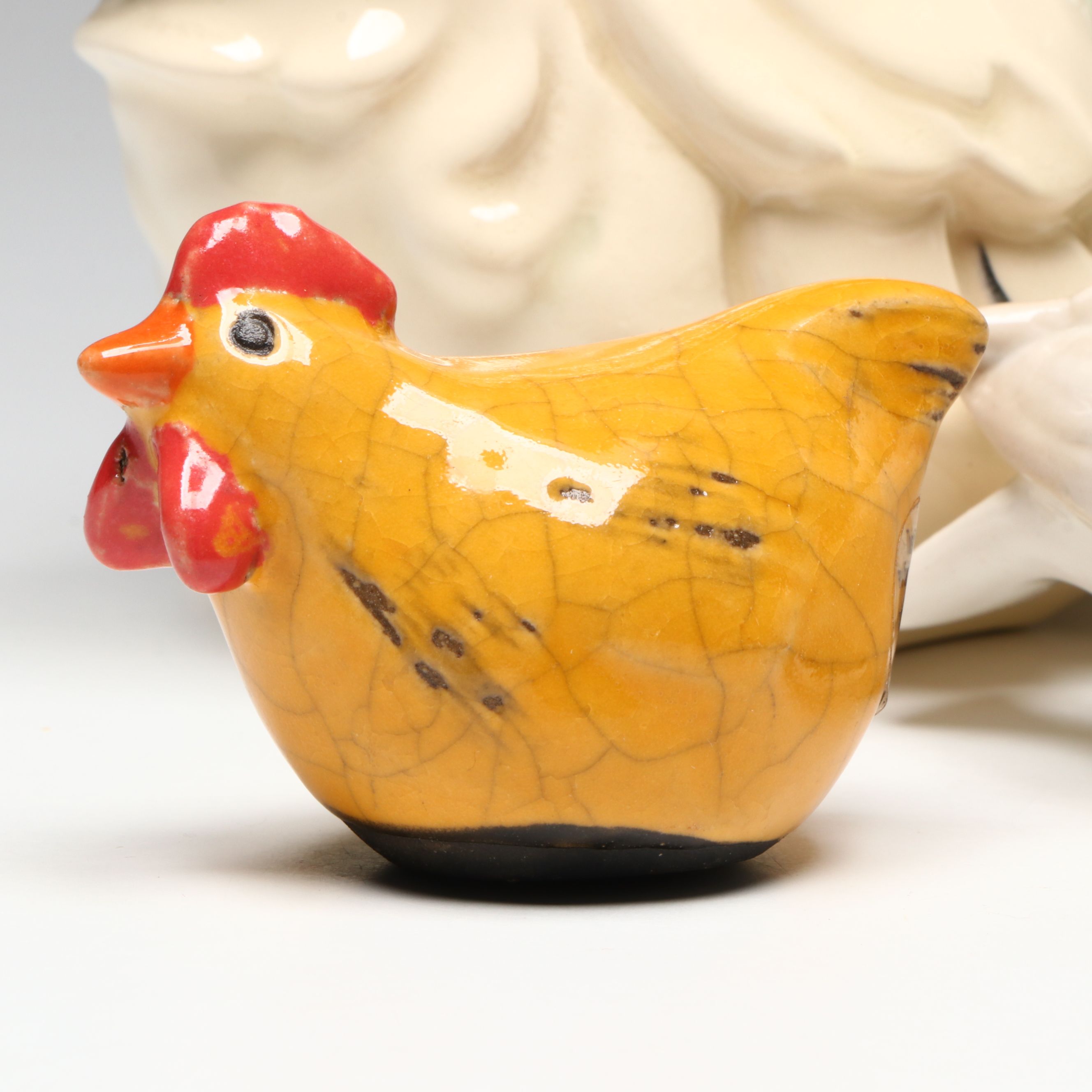 Ceramic Owl, Dove, Chicken and Rooster Figurines