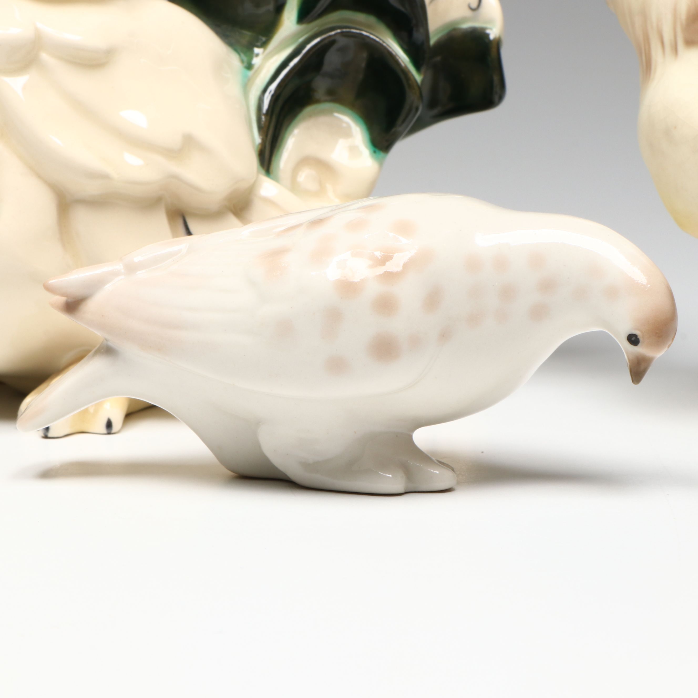 Ceramic Owl, Dove, Chicken and Rooster Figurines