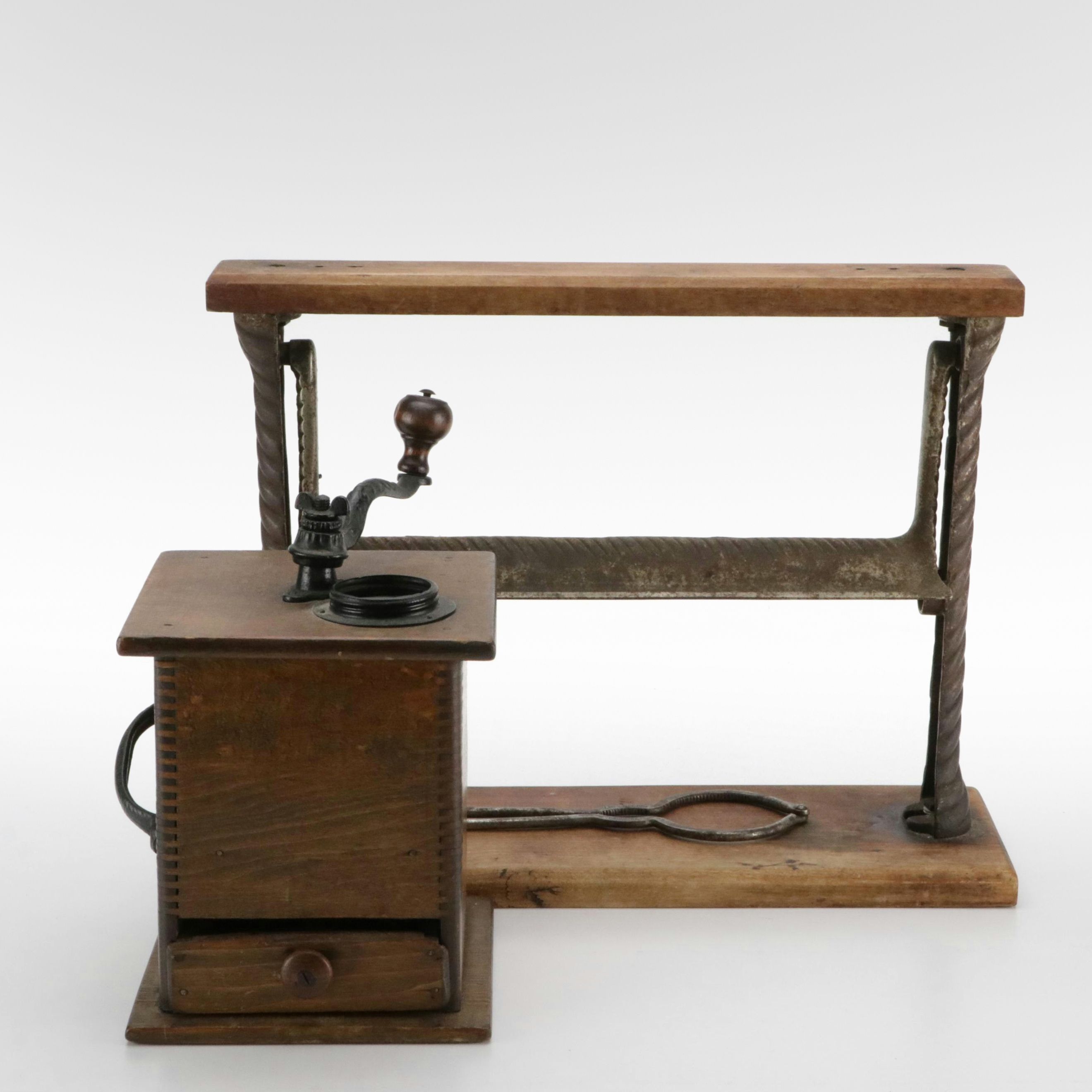 Victorian Hand Crank Coffee Mill.with Mercantile Paper Cutter