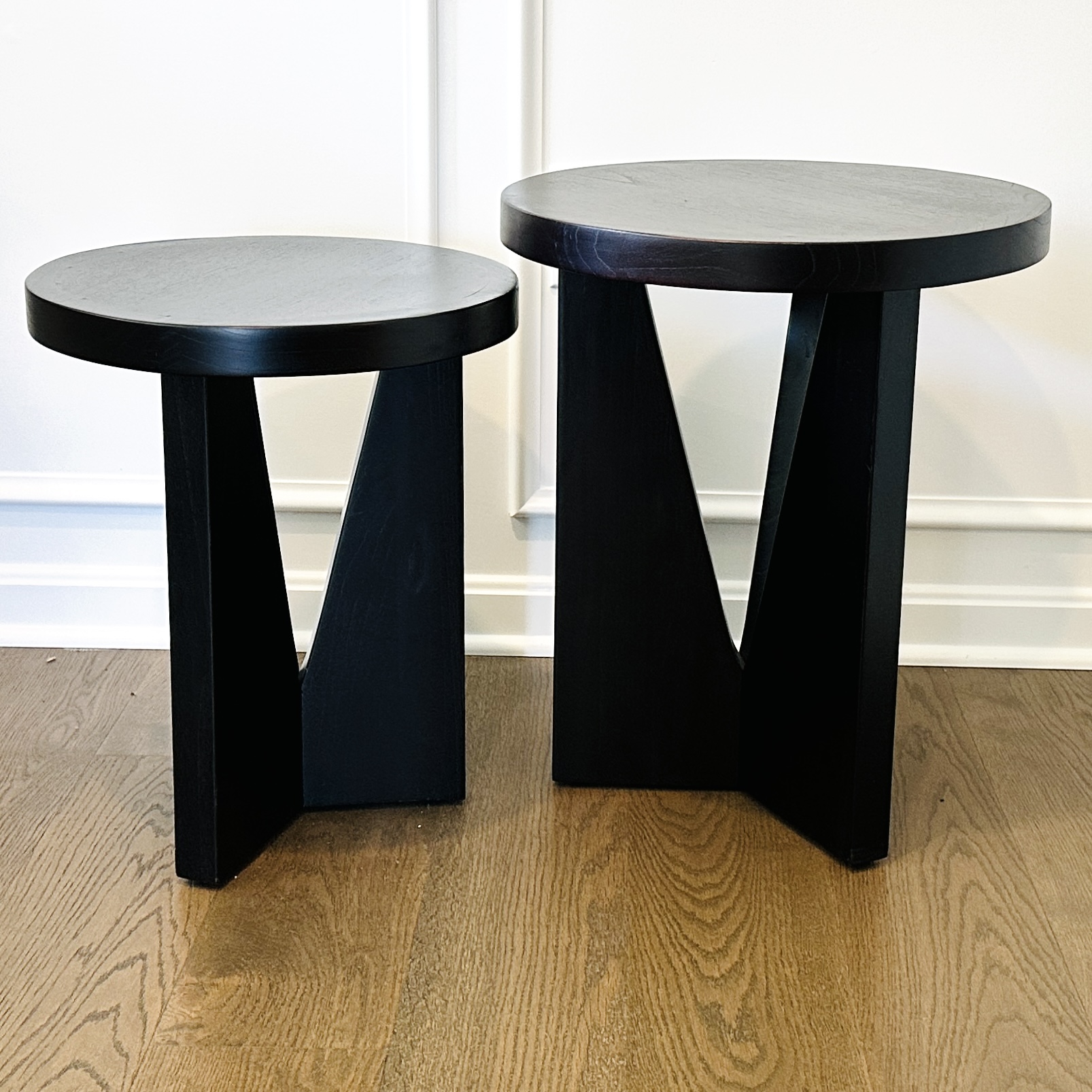Uttermost "Nadette" Modernist Style Ebonized Wood Nesting Table Pair