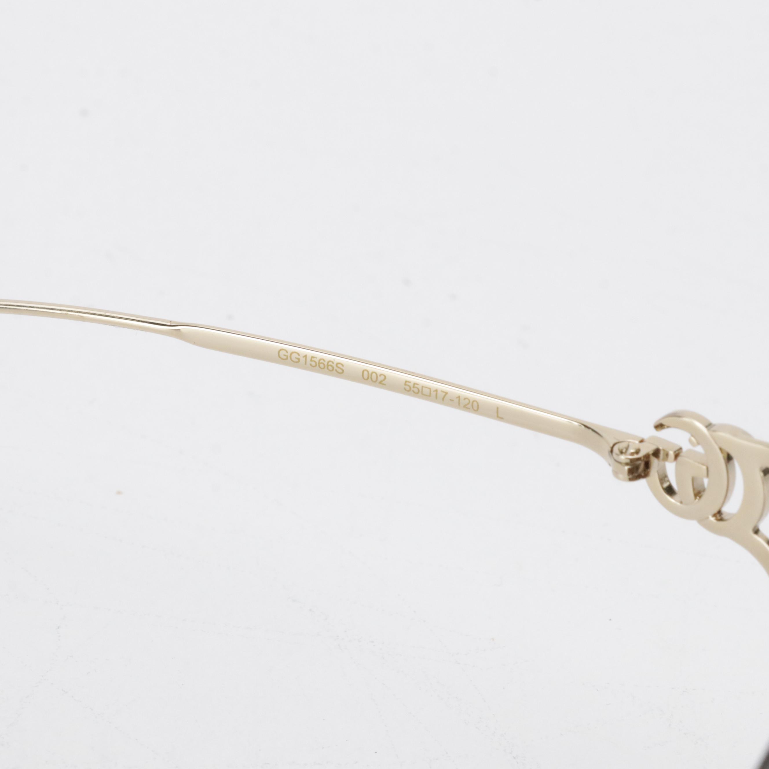 Gucci GG1566S 002 Havana/Gold Metal Temple Sunglasses in Case