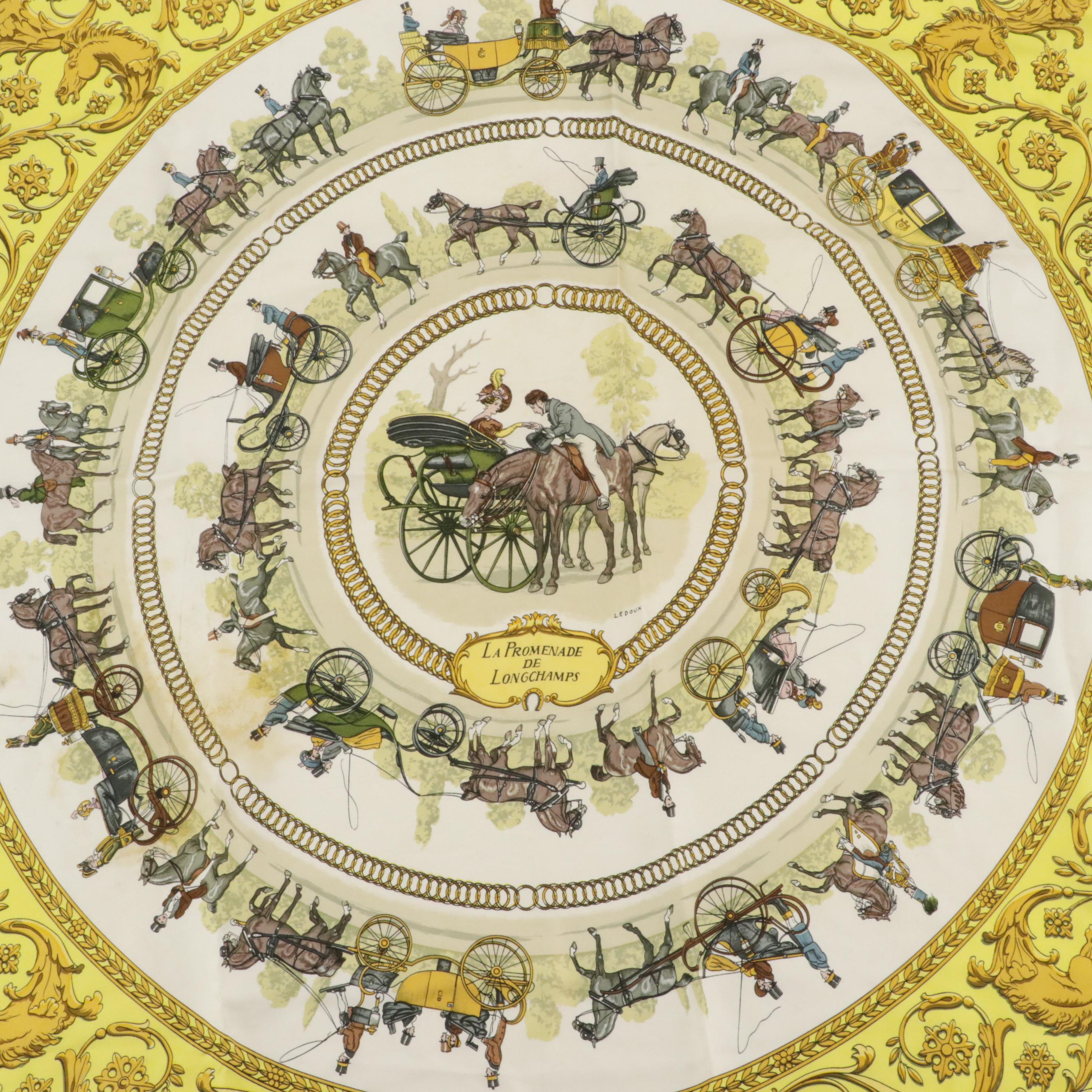 Hermès "La Promenade De Longchamps" Silk Twill Scarf 90