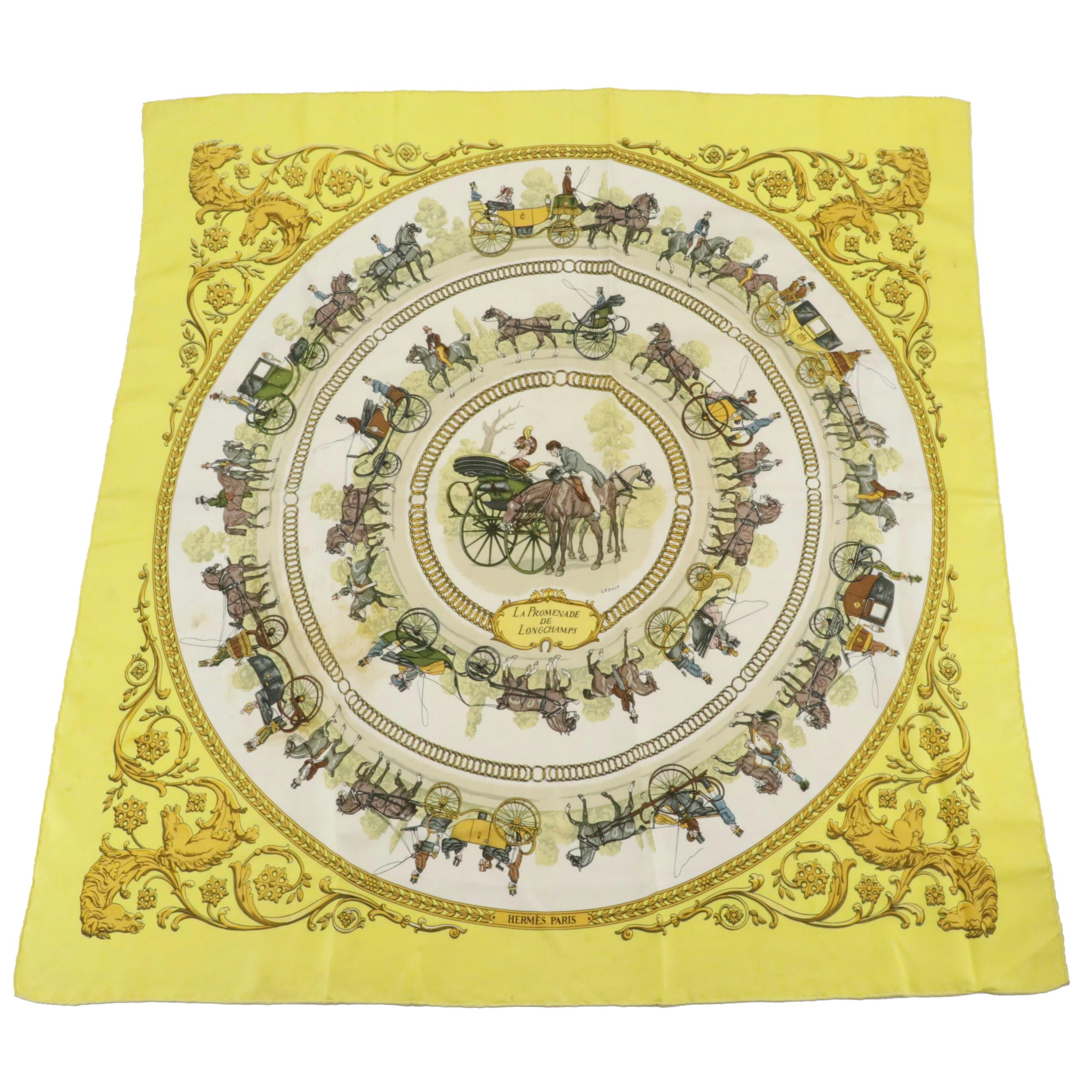 Hermès "La Promenade De Longchamps" Silk Twill Scarf 90