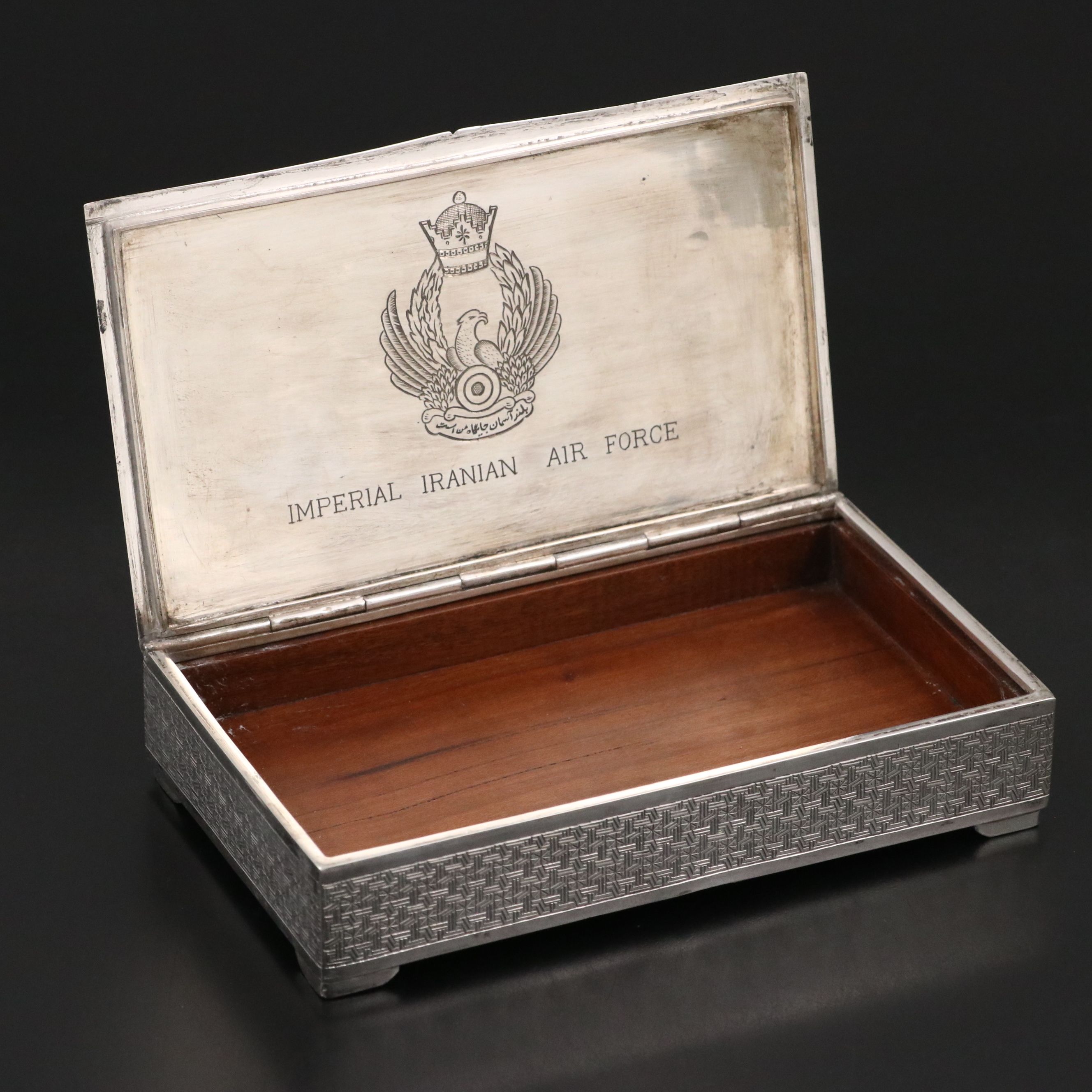 Iranian 800 Silver Commemorative Cigarette Box, Mid to Late 20th Century