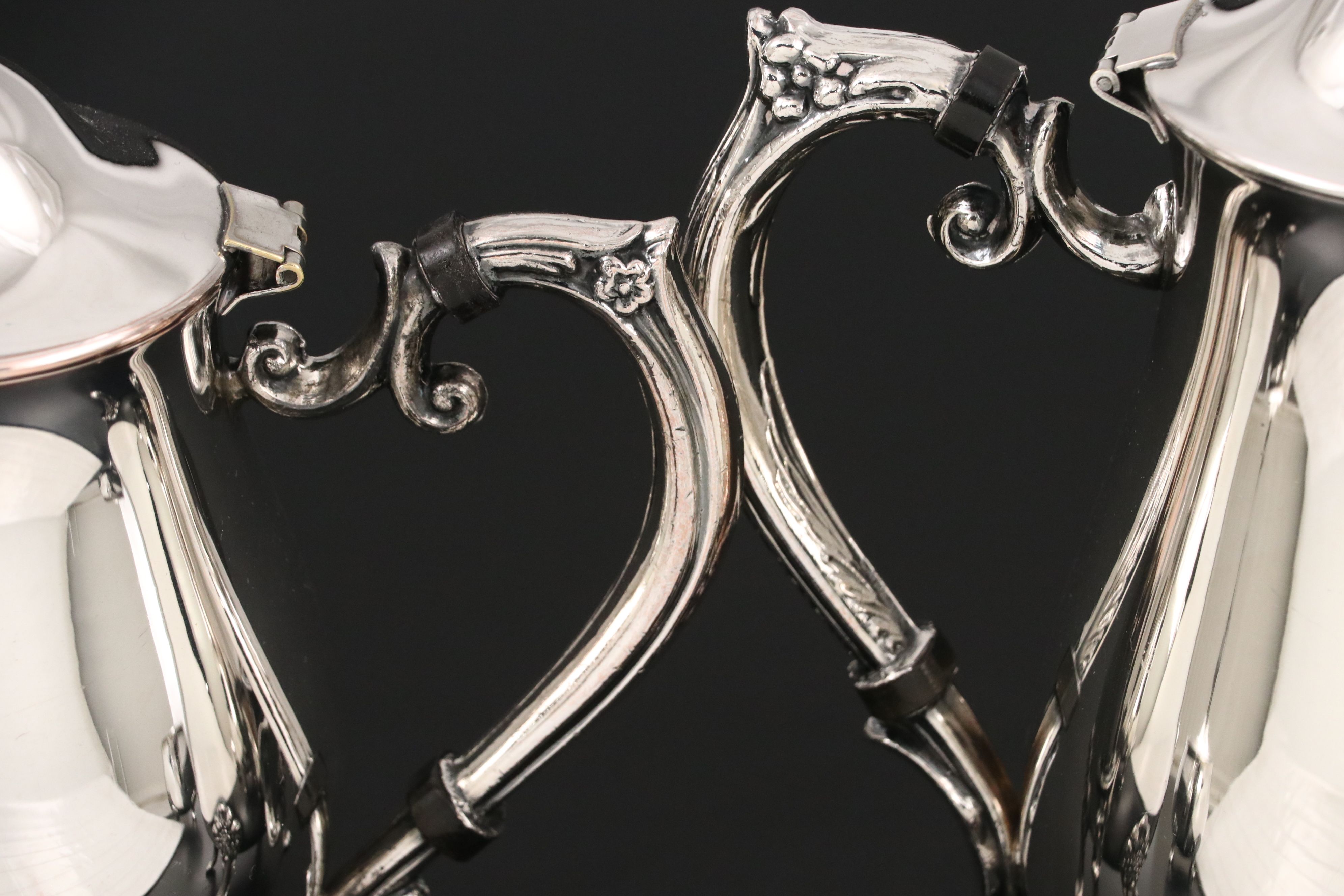 Leonard Silver Plate "LEO9" 4-Piece Tea Service and "LEO15" Footed Tray