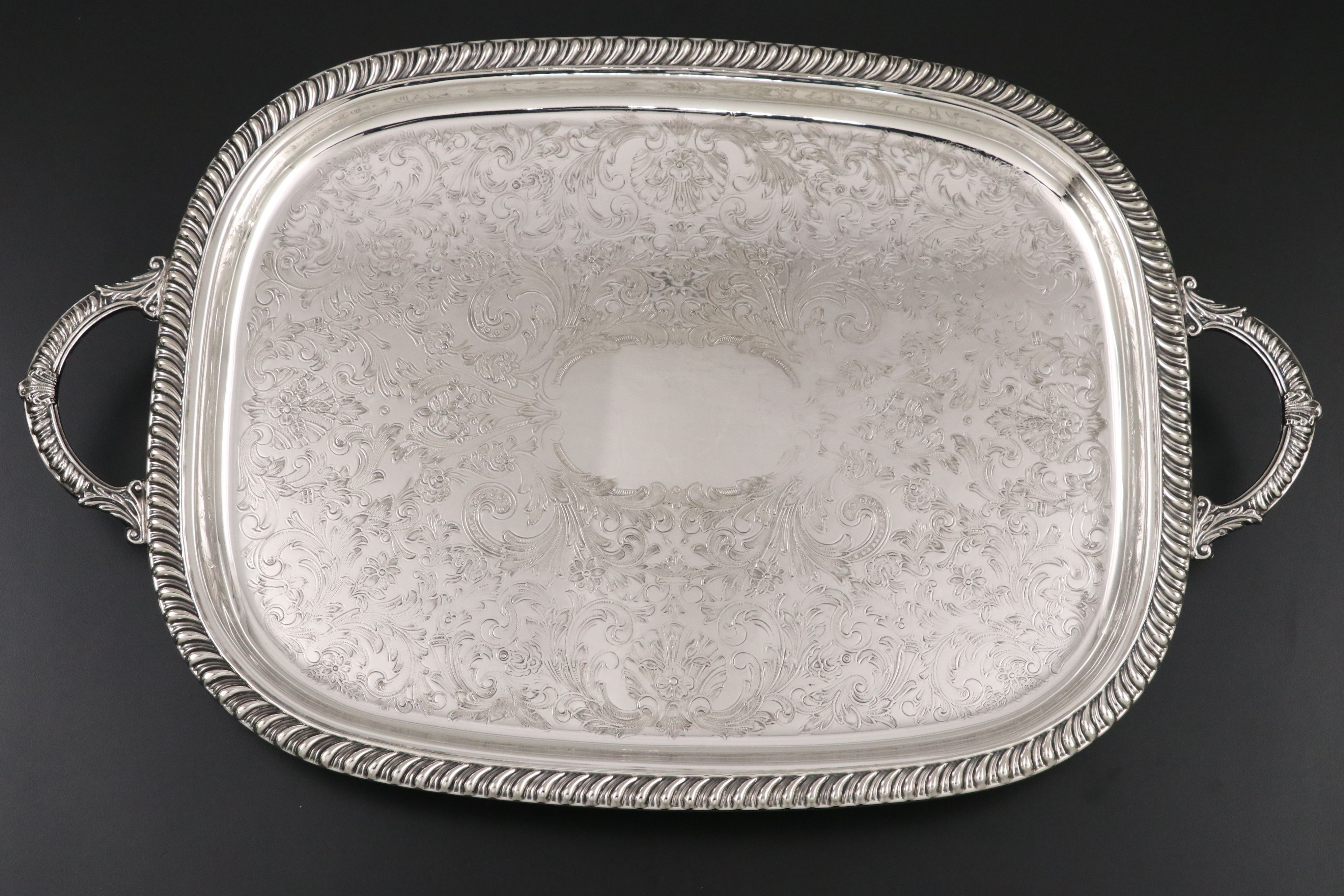 Leonard Silver Plate "LEO9" 4-Piece Tea Service and "LEO15" Footed Tray