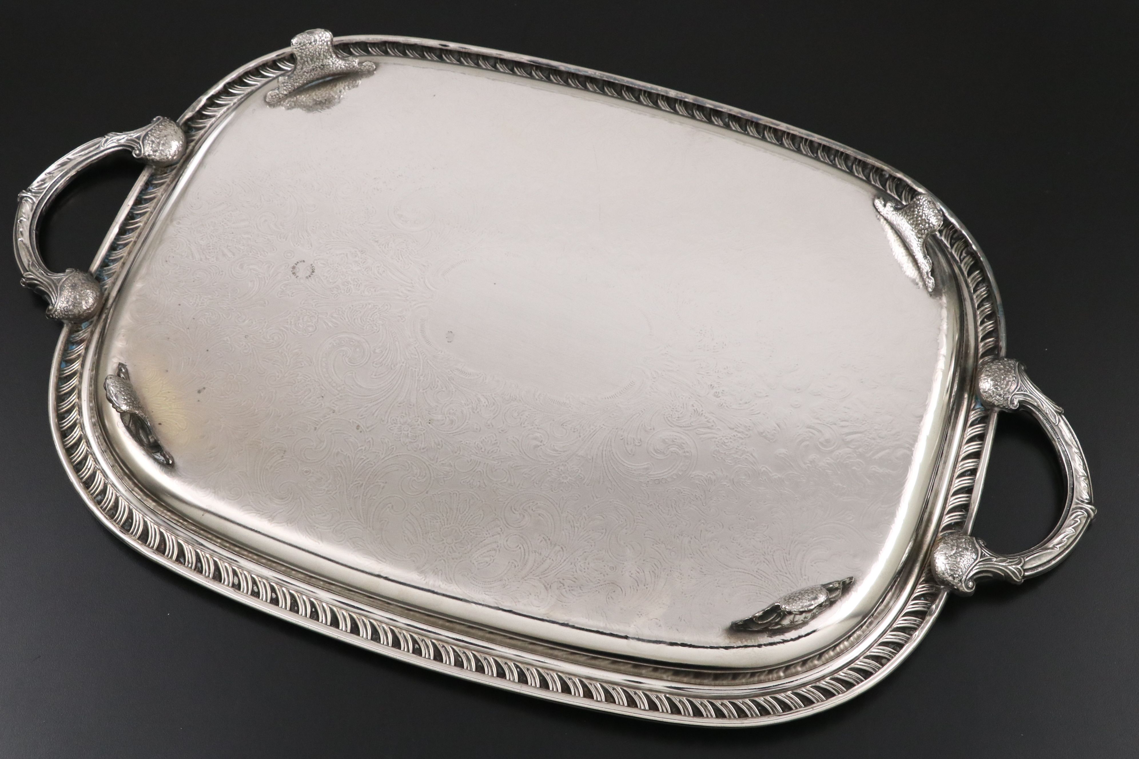 Leonard Silver Plate "LEO9" 4-Piece Tea Service and "LEO15" Footed Tray