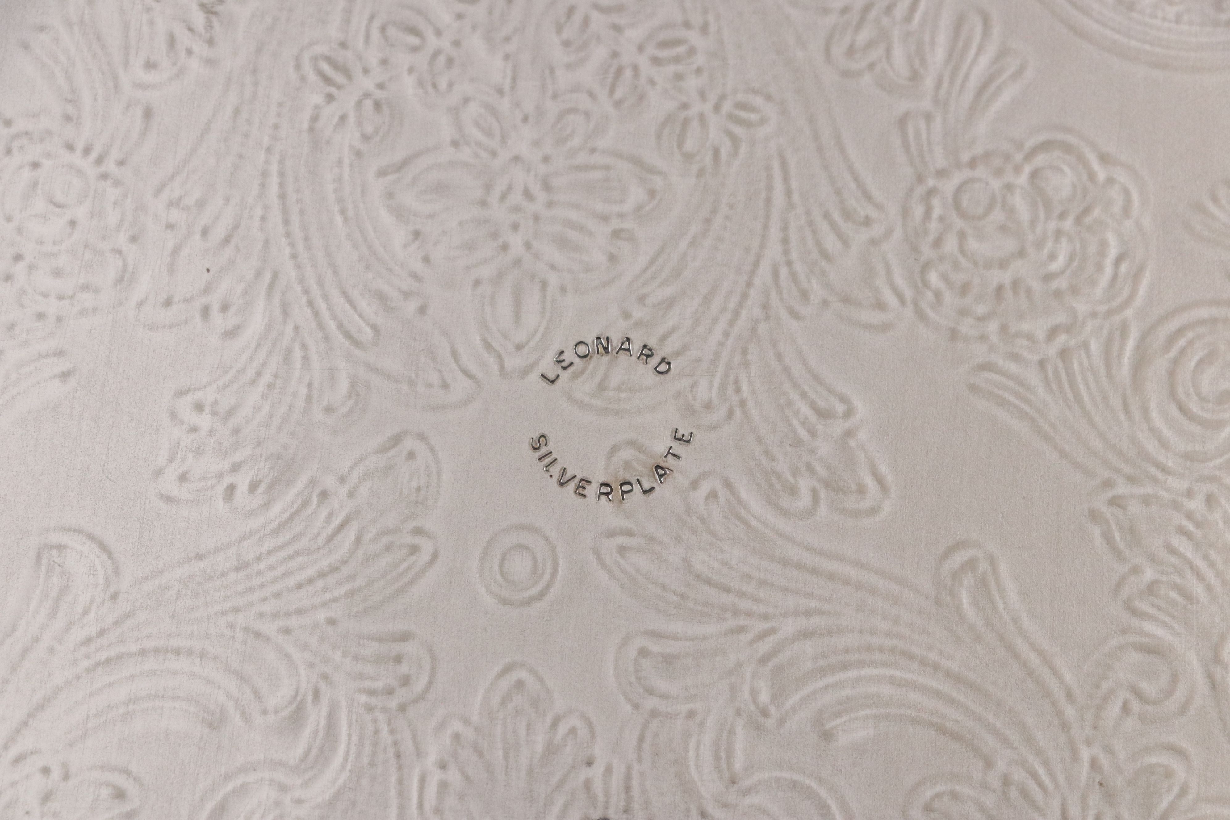 Leonard Silver Plate "LEO9" 4-Piece Tea Service and "LEO15" Footed Tray