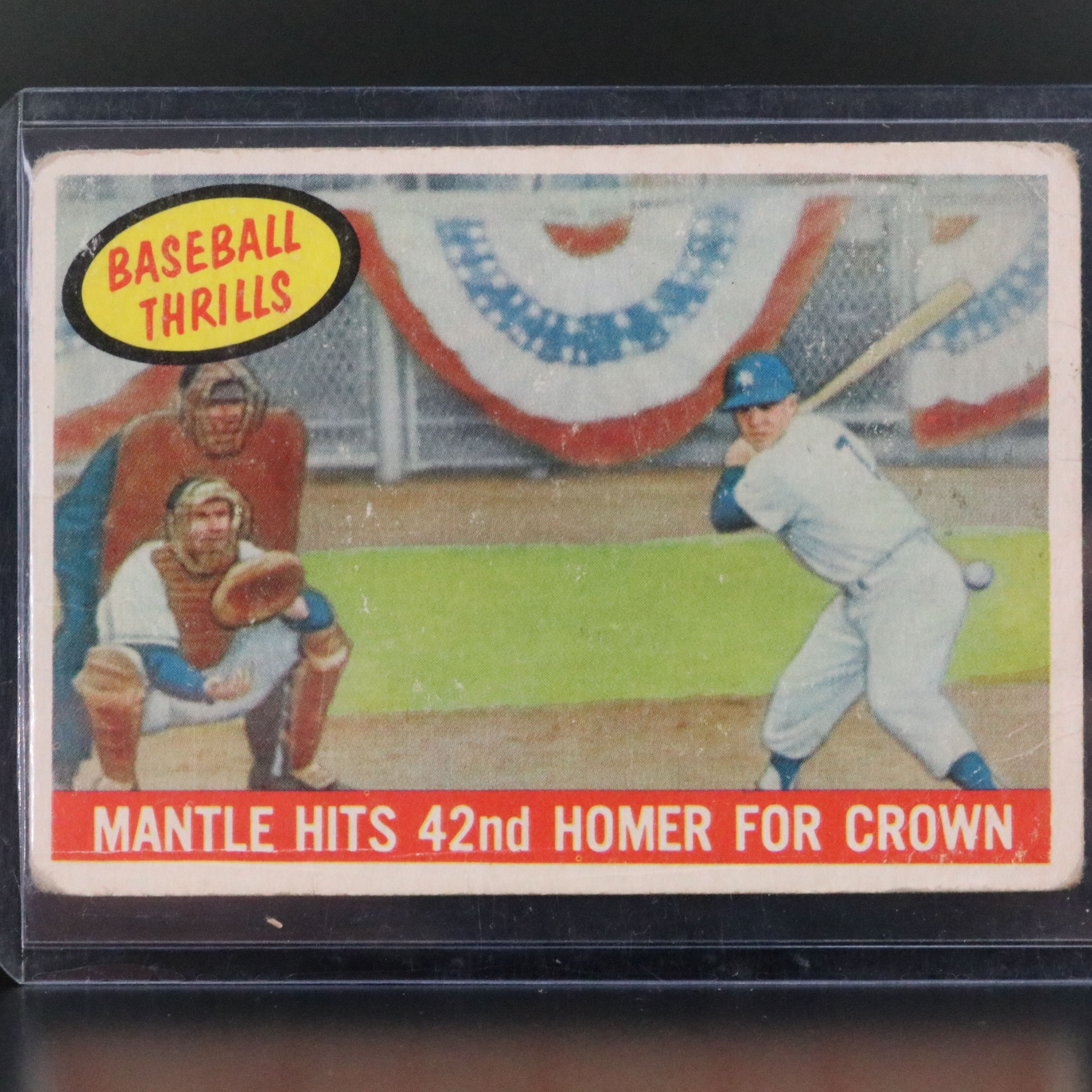1959 Topps Mickey Mantle New York Yankees Baseball Thrills Card