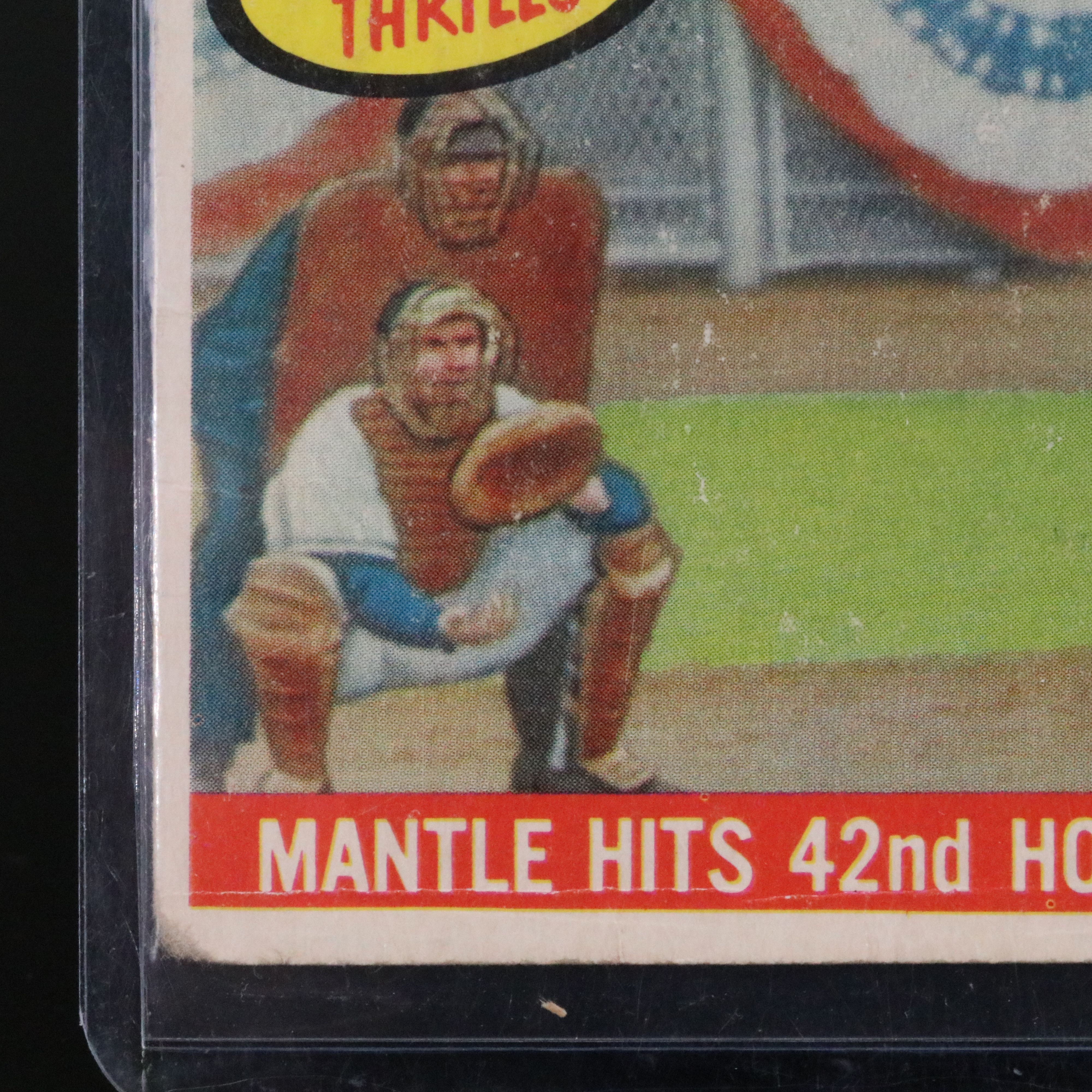 1959 Topps Mickey Mantle New York Yankees Baseball Thrills Card