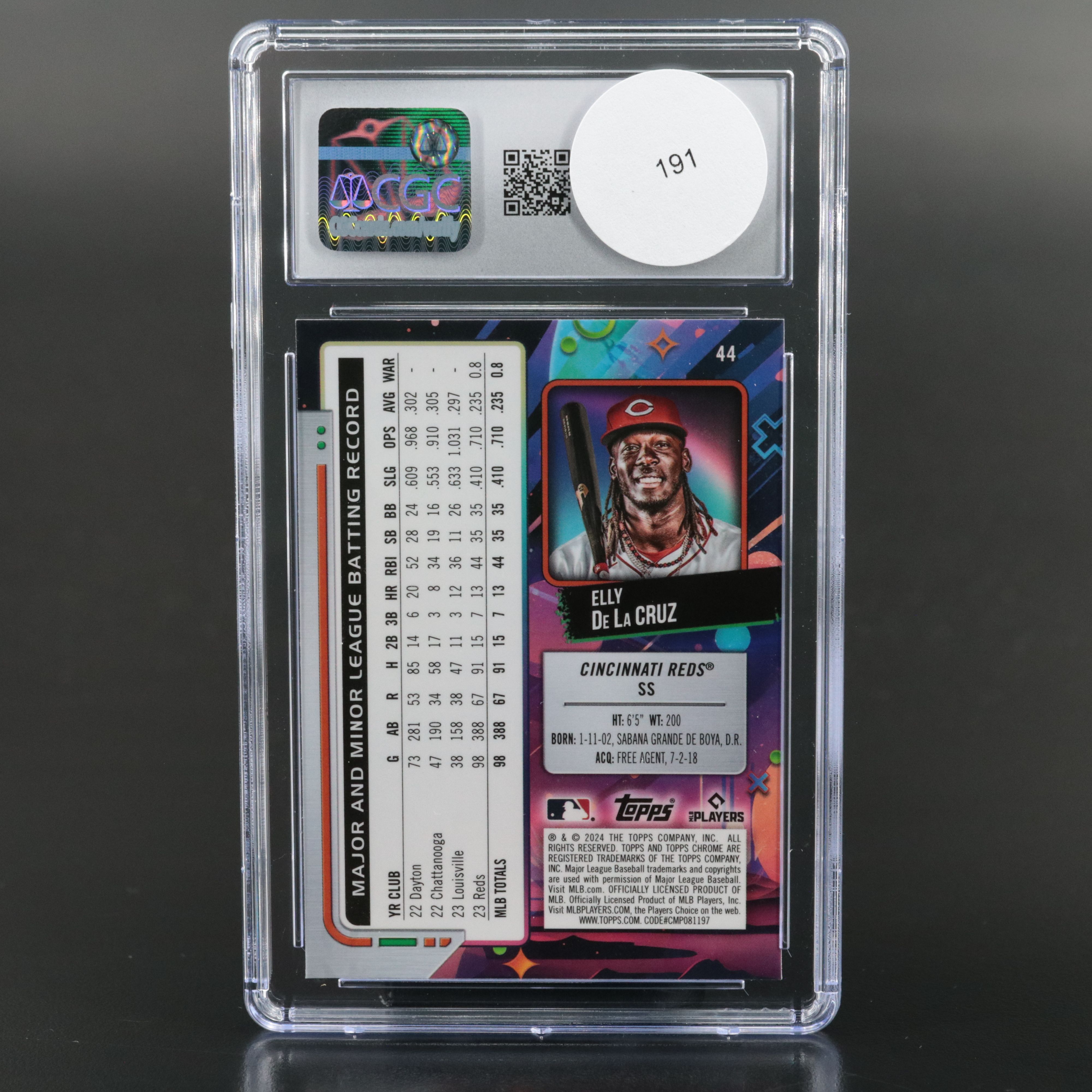 2024 Topps Cosmic Chrome Elly De La Cruz Rookie Baseball Card Graded CGC 10