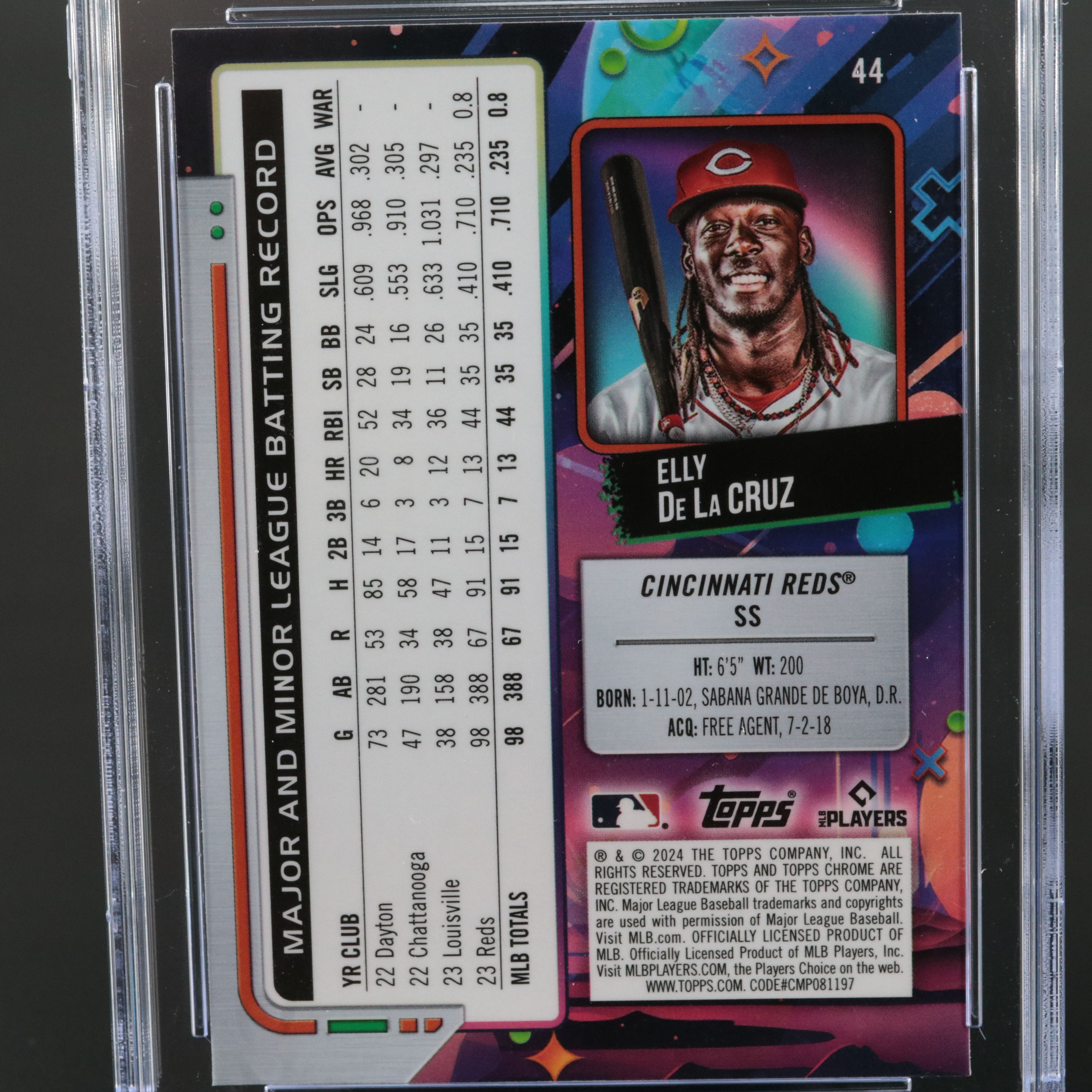 2024 Topps Cosmic Chrome Elly De La Cruz Rookie Baseball Card Graded CGC 10