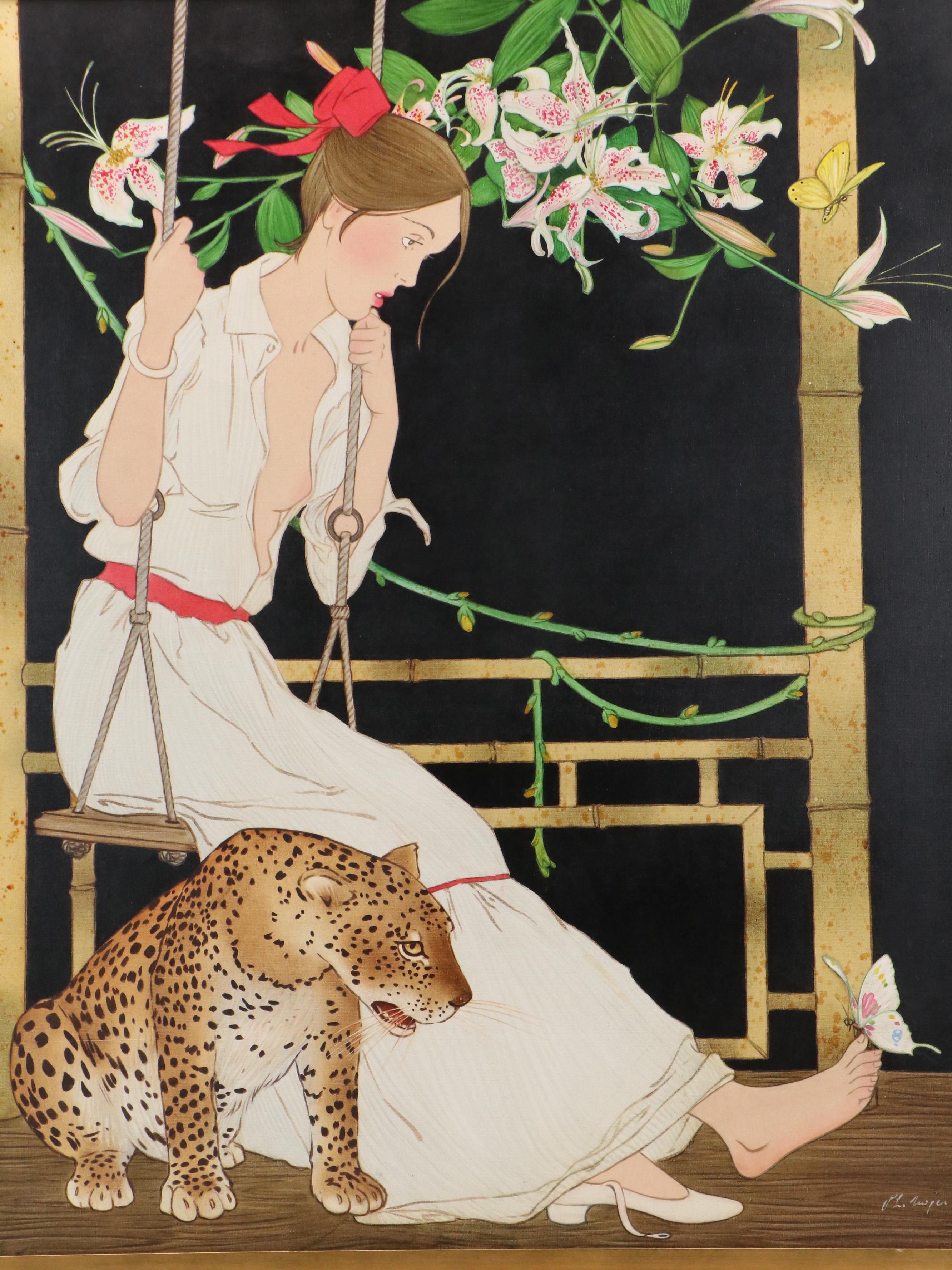 Philippe Henri Noyer Oil Painting "The Swing," 1978