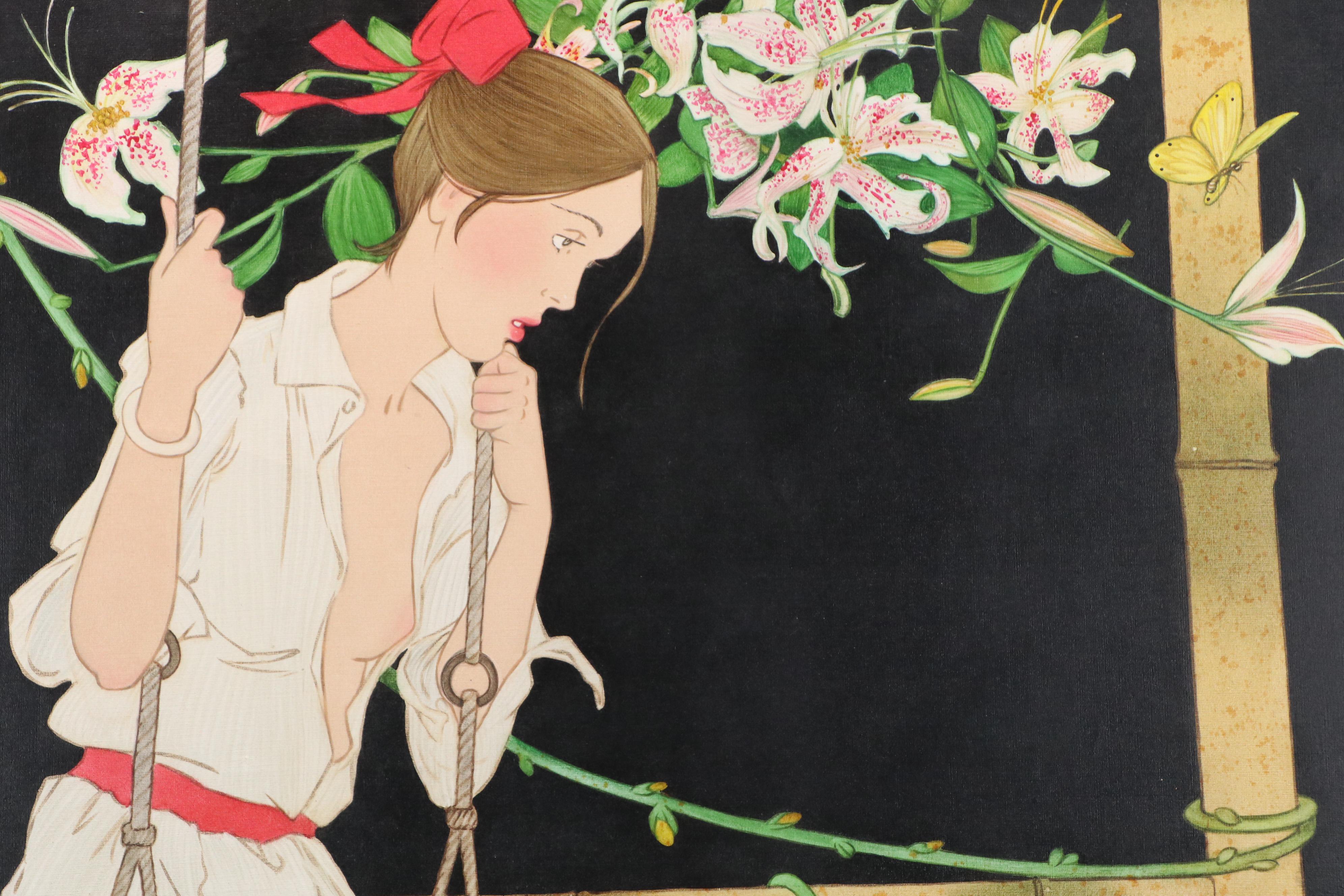 Philippe Henri Noyer Oil Painting "The Swing," 1978