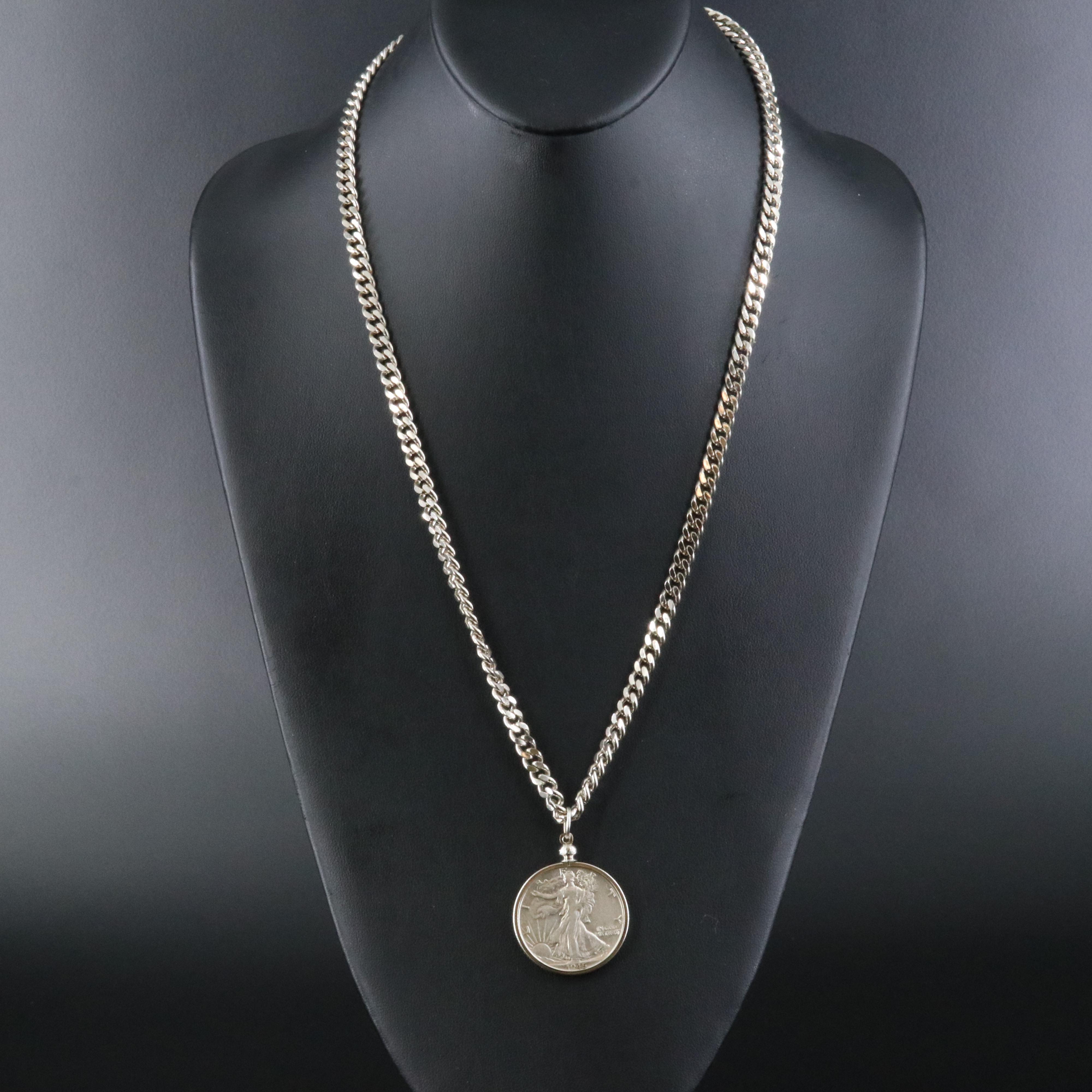 1945 Walking Liberty Silver Half Dollar Necklace