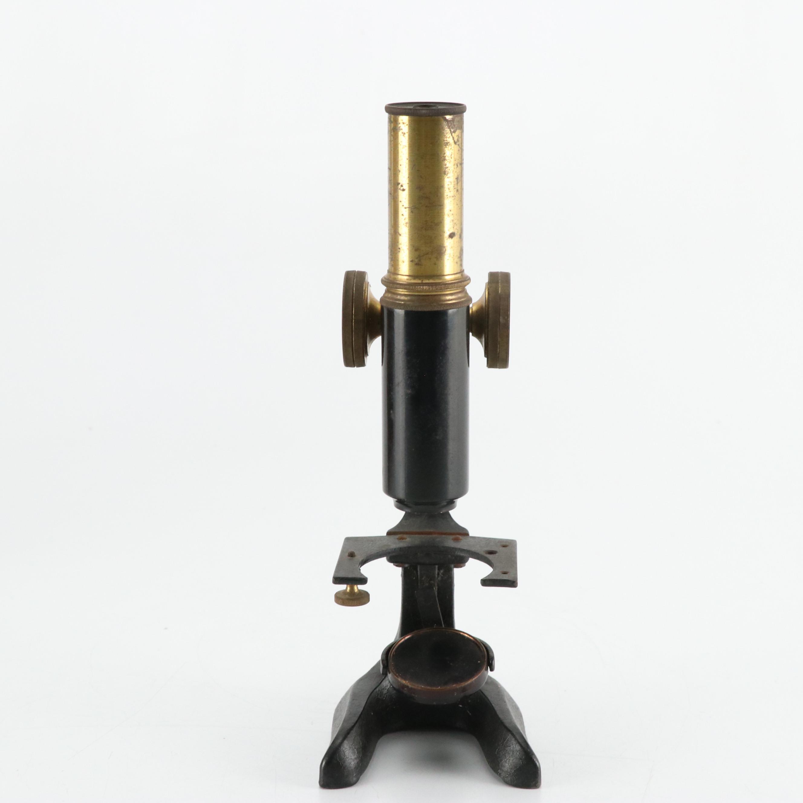 Testrite "Perfect" #110 and Other Brass Student Microscopes with Wooden Cases