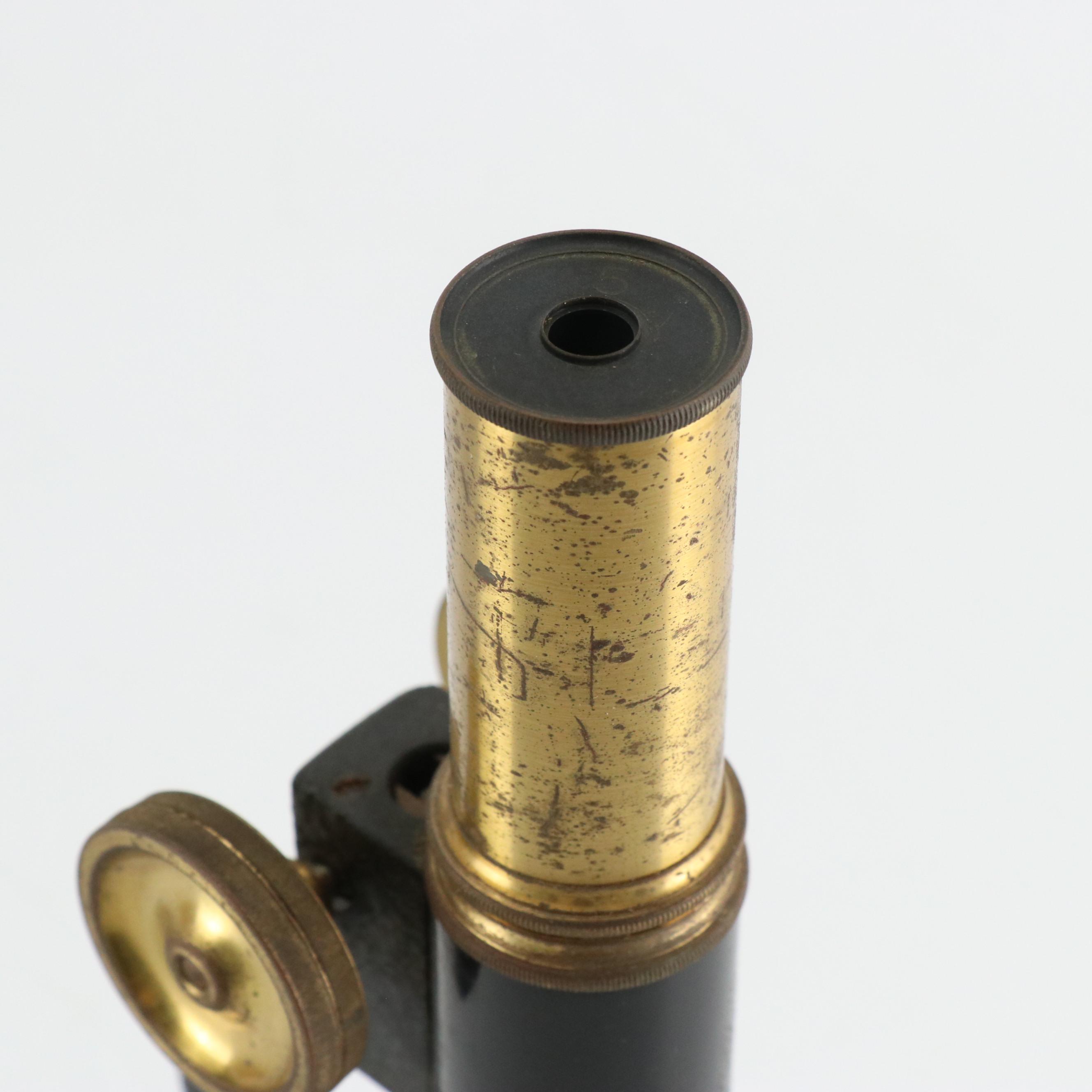 Testrite "Perfect" #110 and Other Brass Student Microscopes with Wooden Cases