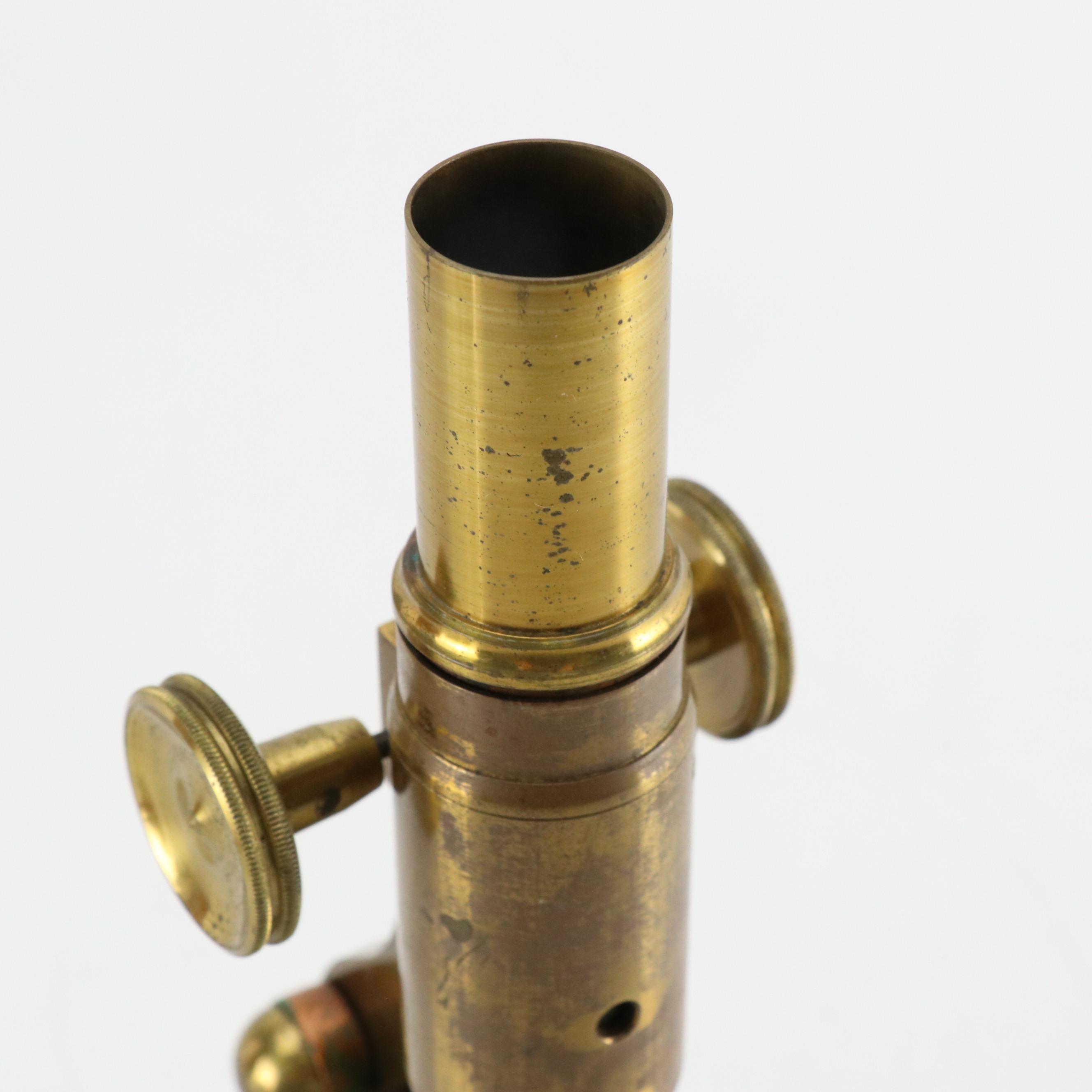 Testrite "Perfect" #110 and Other Brass Student Microscopes with Wooden Cases