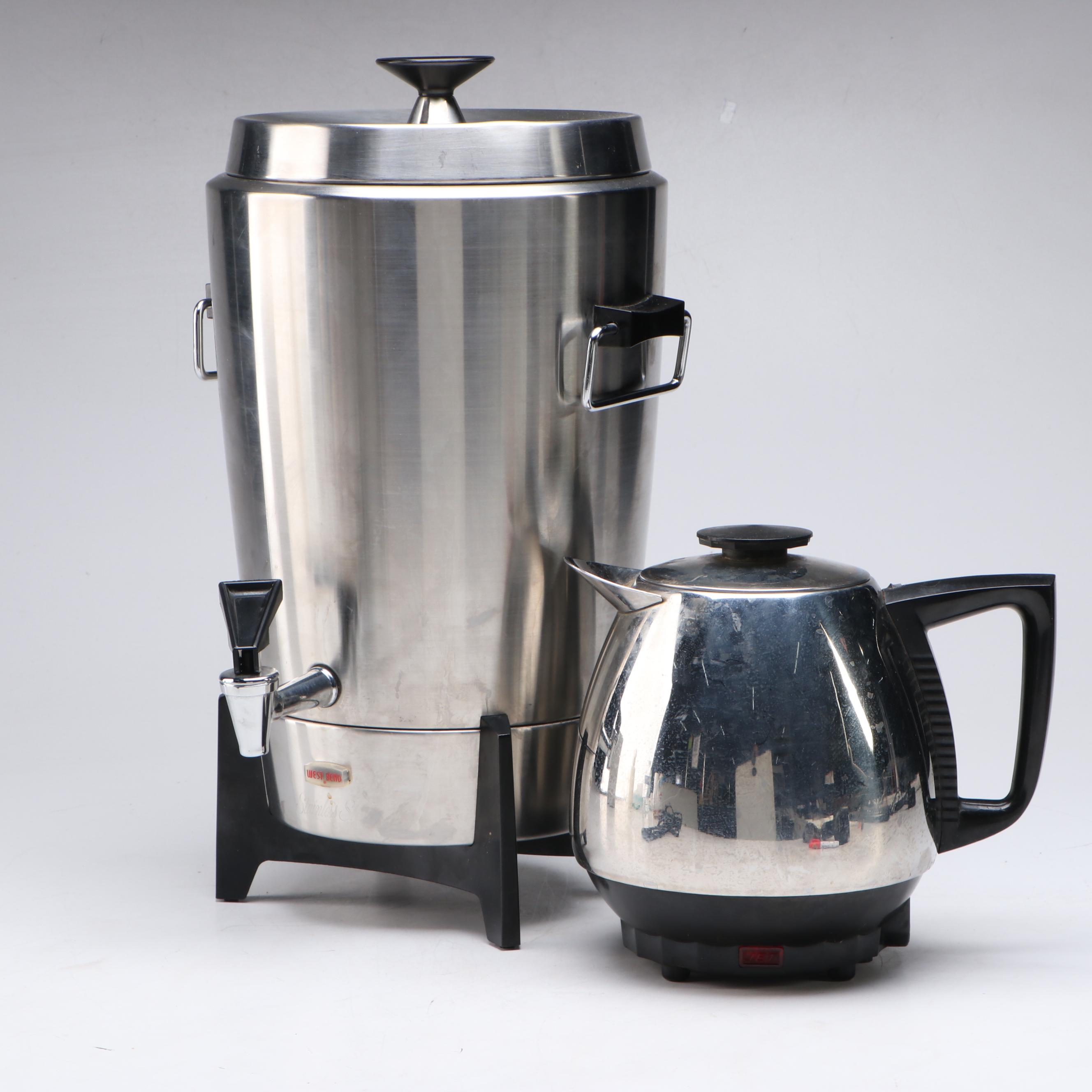 West Bend Stainless Steel Party Percolator and Jet-O-Matic Electric Coffee Pot