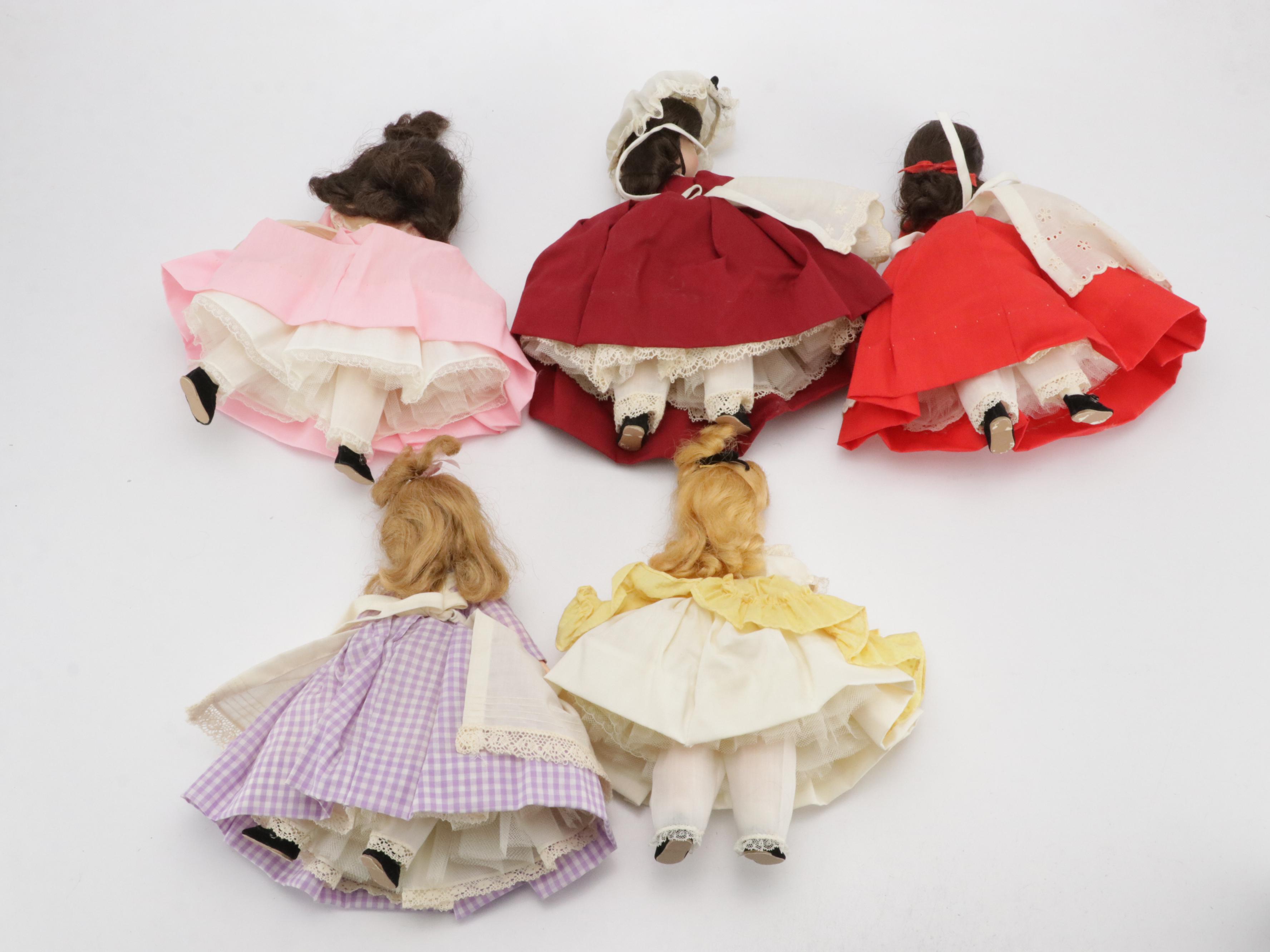 Madame Alexander Little Women "Meg," "Beth," "Marme," "Amy," and "Jo" Dolls