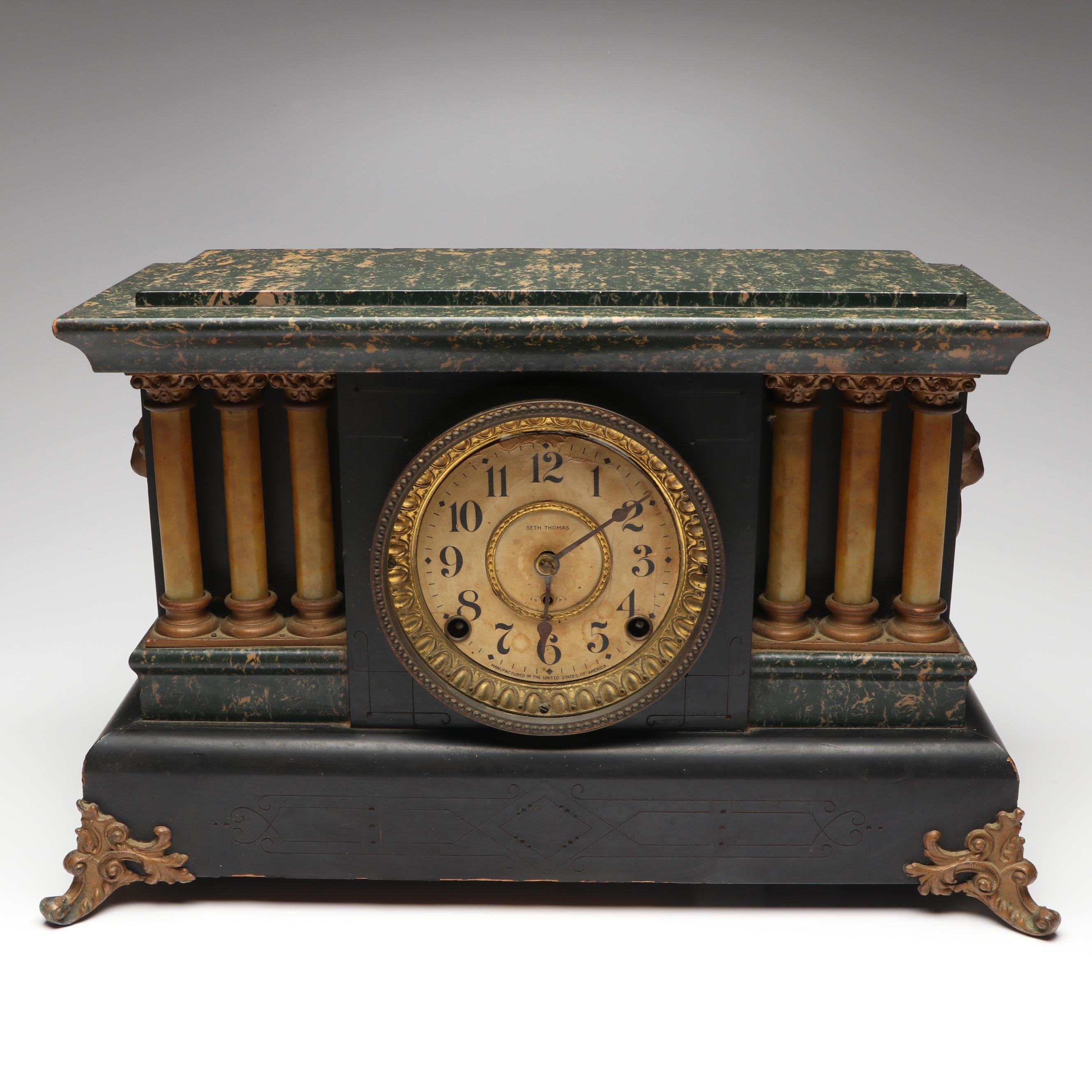 Seth Thomas Adamantine Column Mantel Clock, Early 20th Century