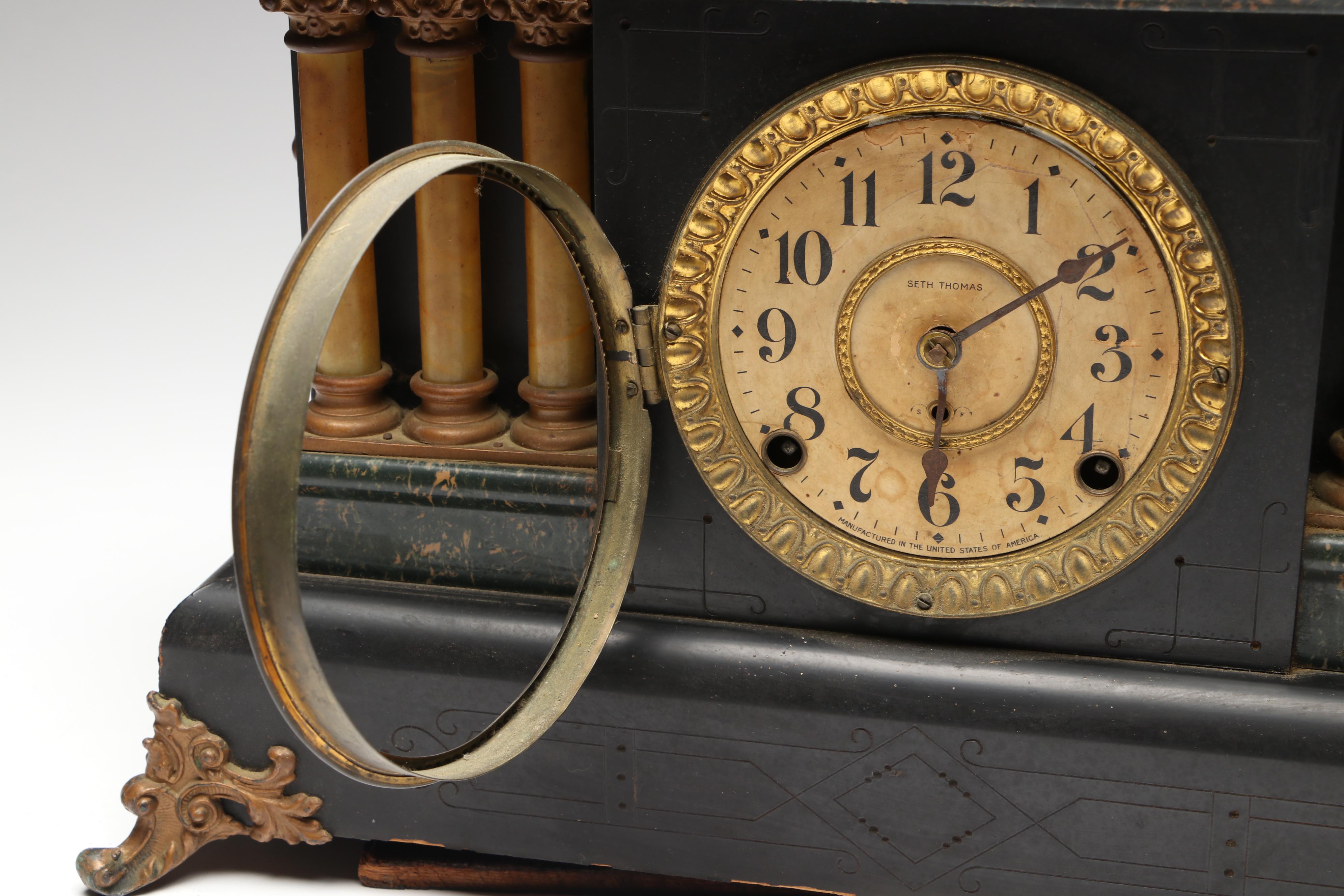 Seth Thomas Adamantine Column Mantel Clock, Early 20th Century