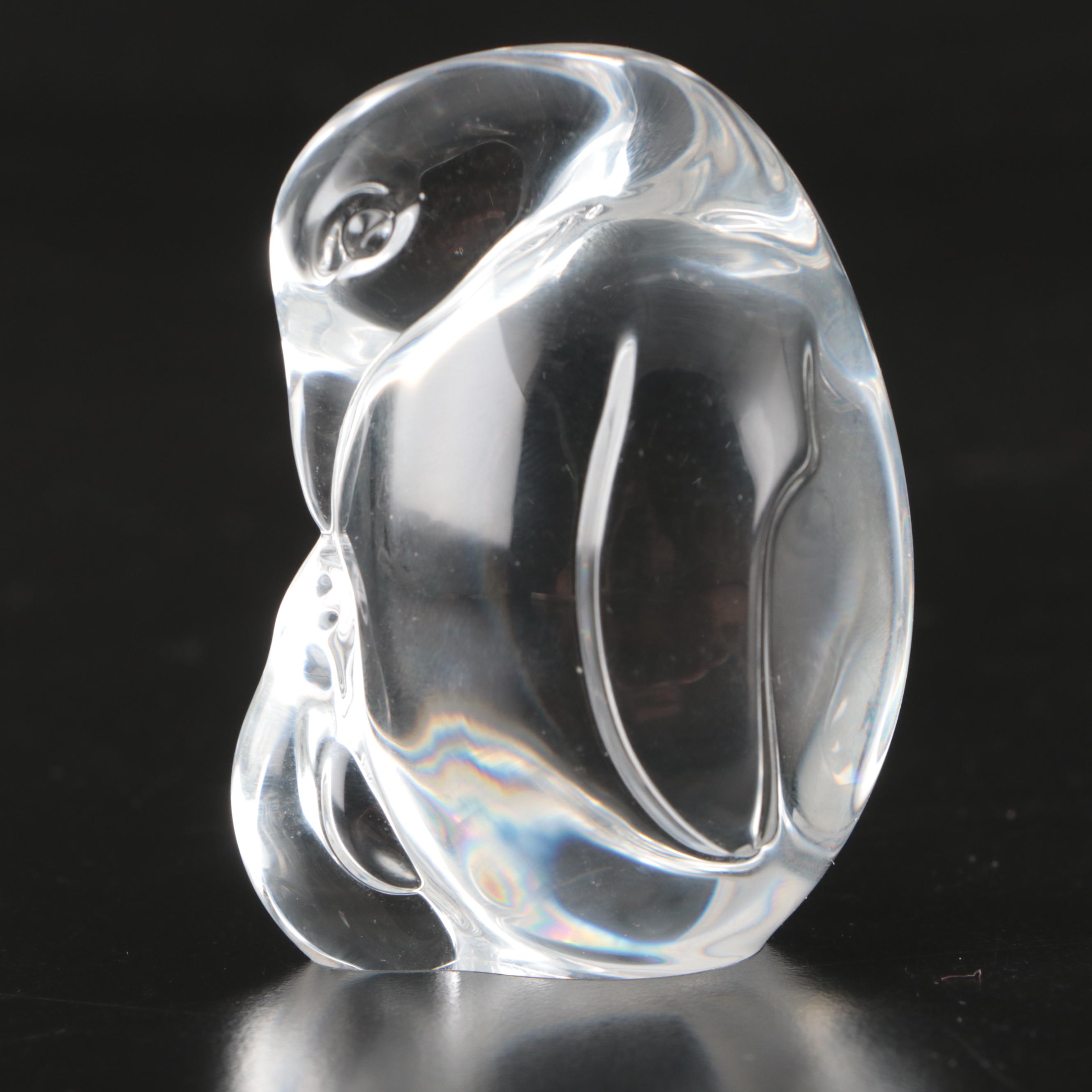 Steuben Crystal Penguin and Nestling Hand Cooler
