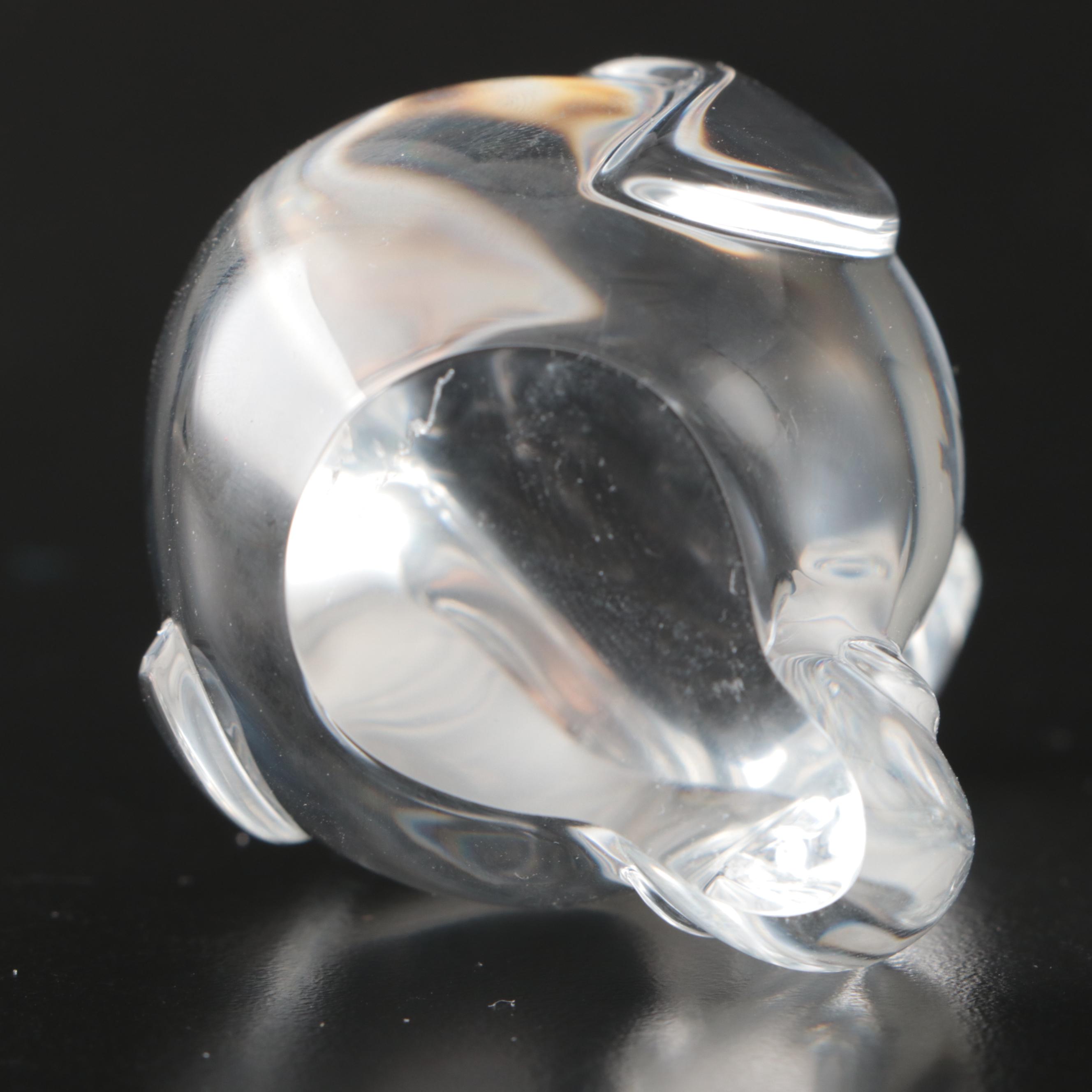 Steuben Crystal Penguin and Nestling Hand Cooler