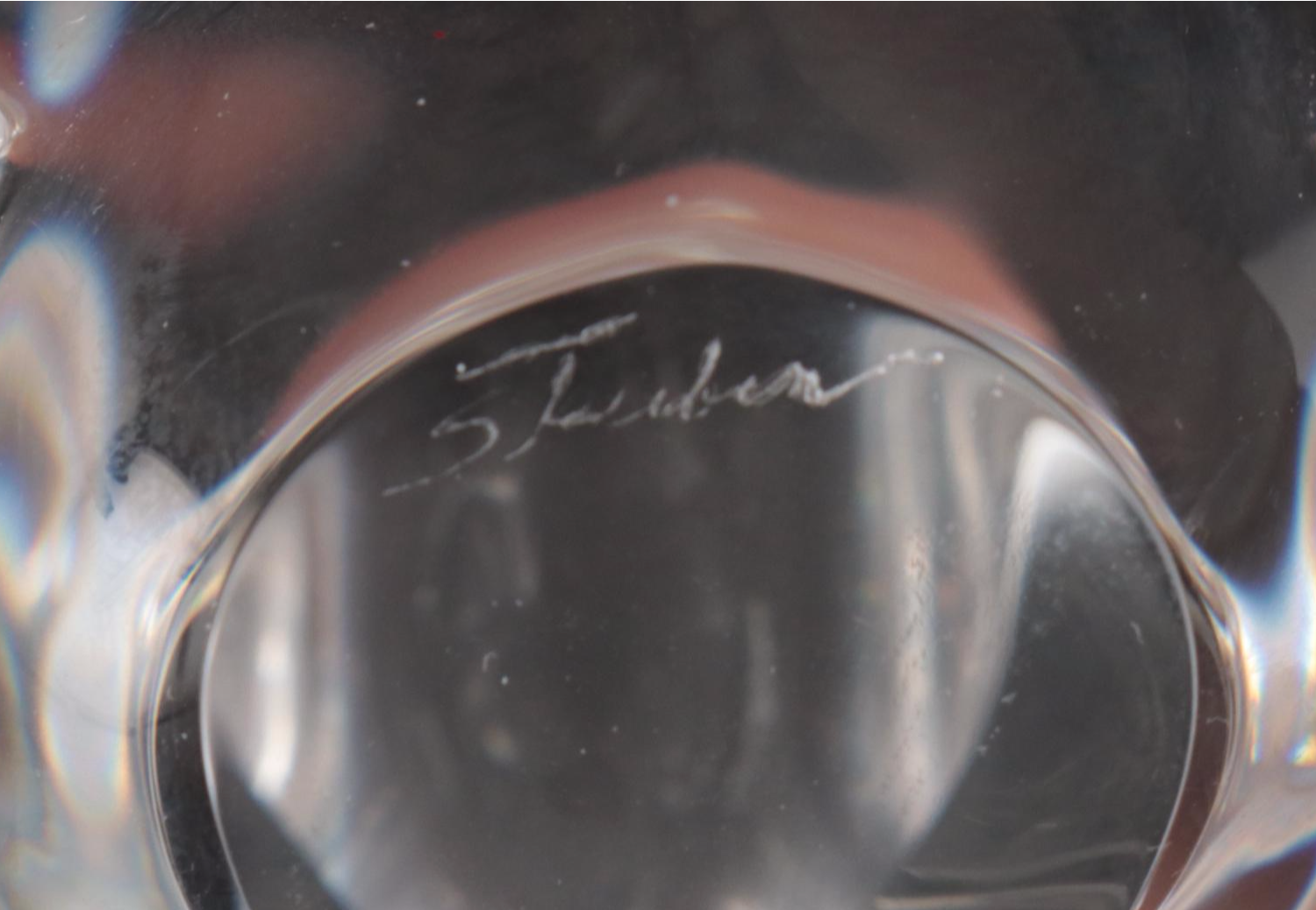 Steuben Crystal Penguin and Nestling Hand Cooler