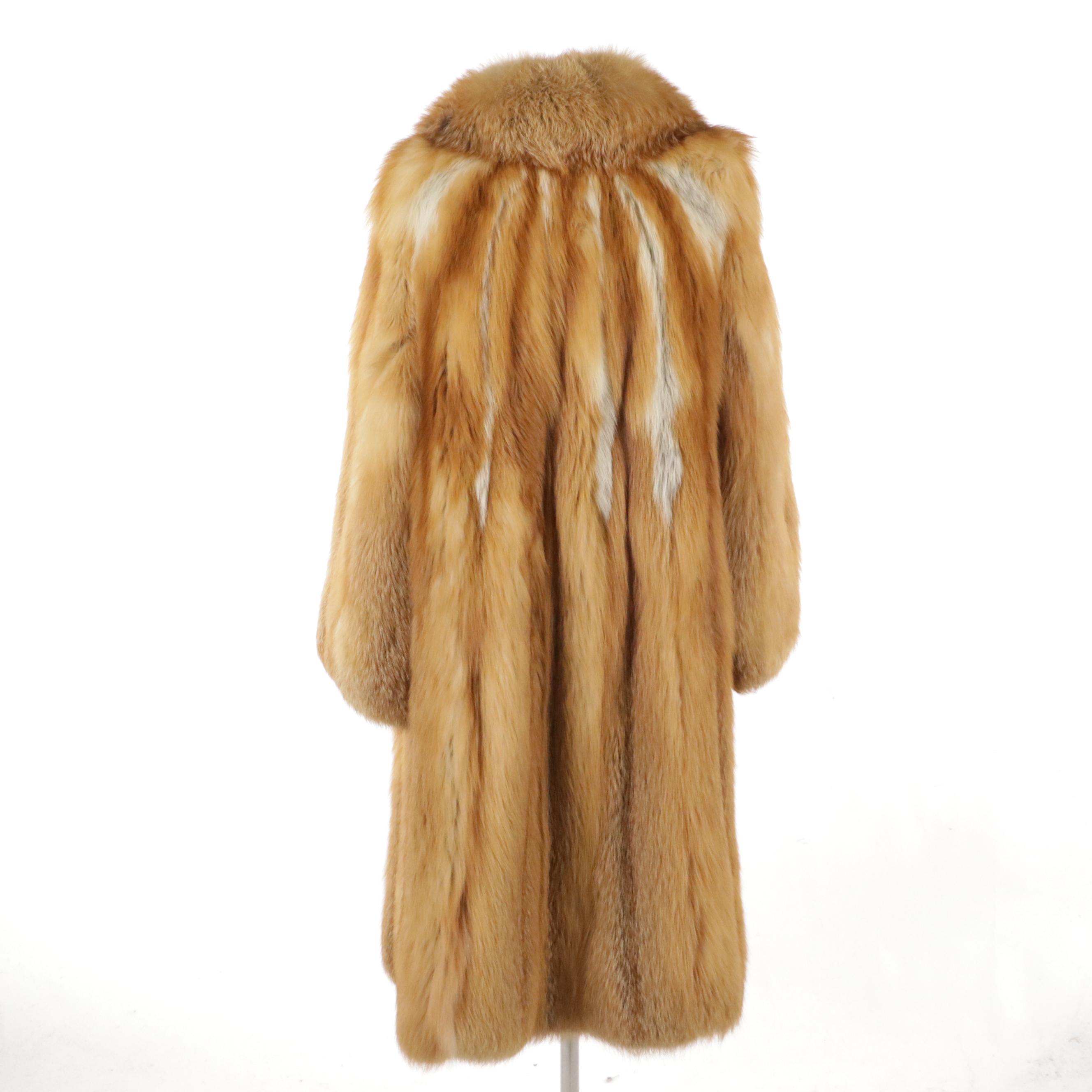 Red Fox Fur Shawl Collar Coat