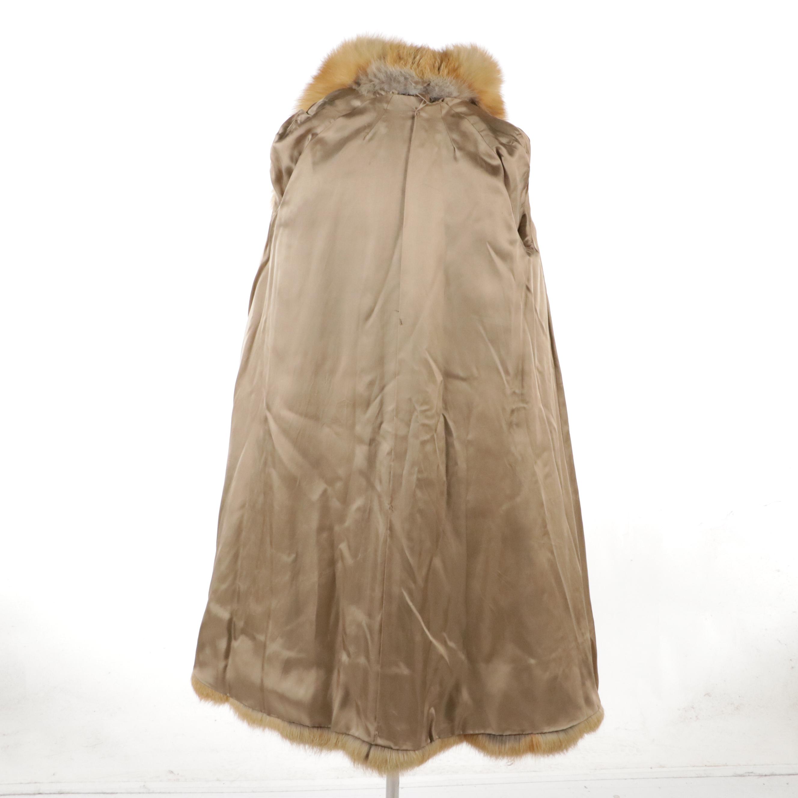 Red Fox Fur Shawl Collar Coat