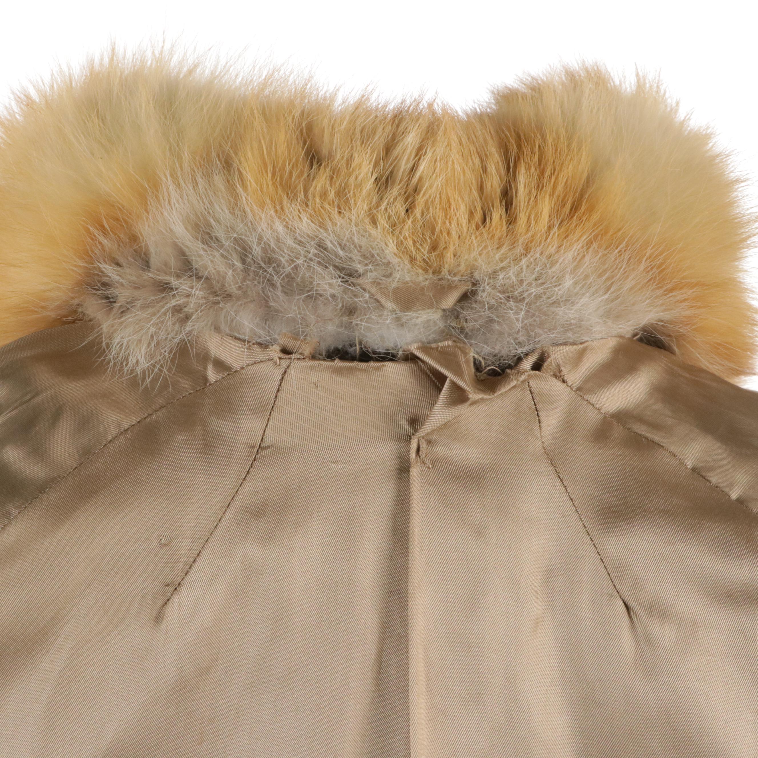 Red Fox Fur Shawl Collar Coat