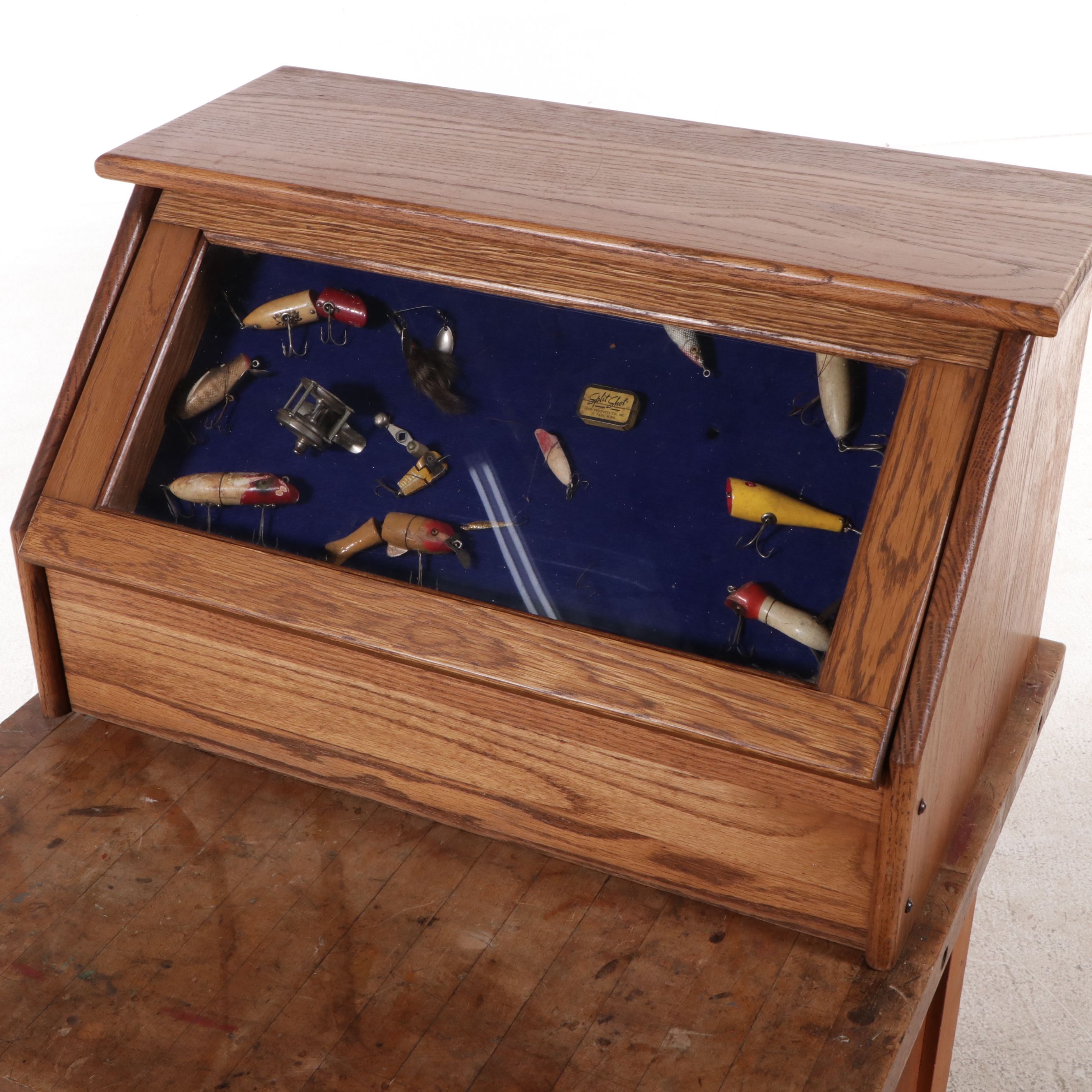 Bench Made Wood Storage Chest of Drawers with Fishing Lure Display Case