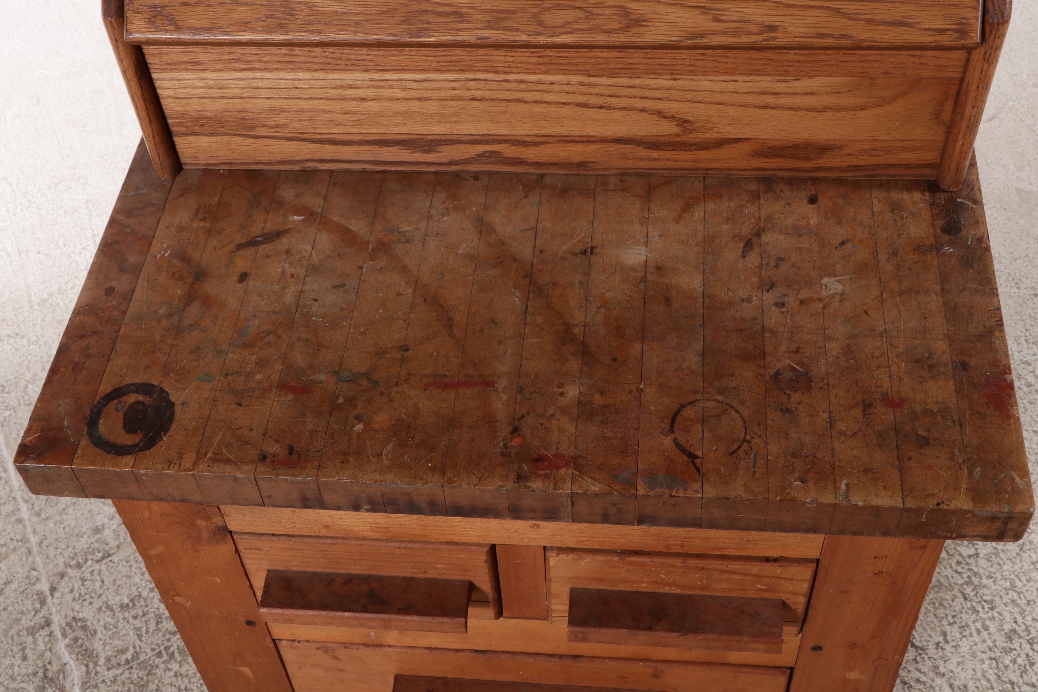 Bench Made Wood Storage Chest of Drawers with Fishing Lure Display Case