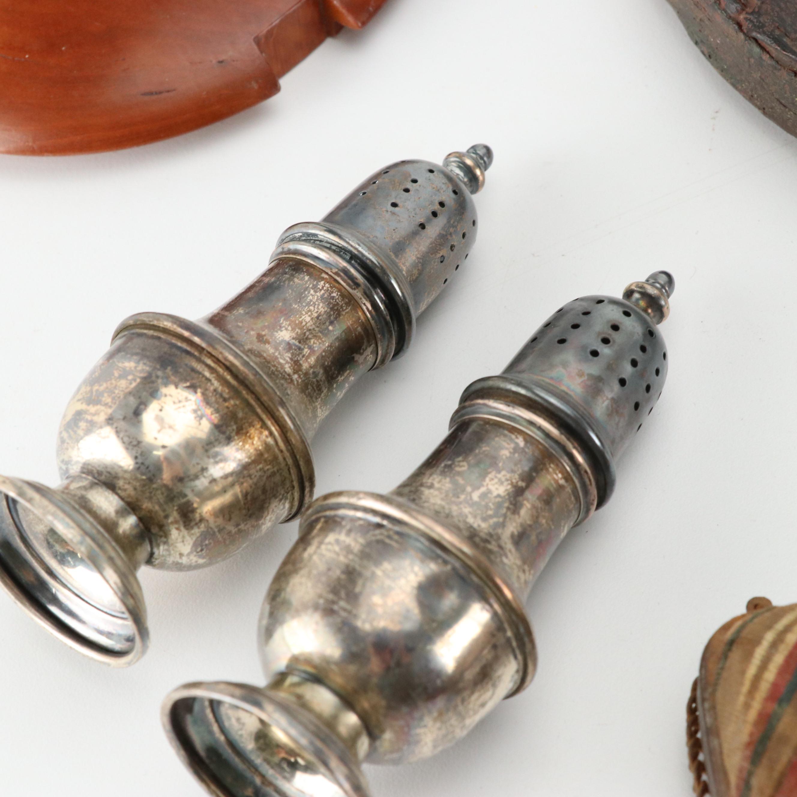 Alvin Sterling Salt and Pepper Shakers, Rookwood Pottery Coaster, More Décor