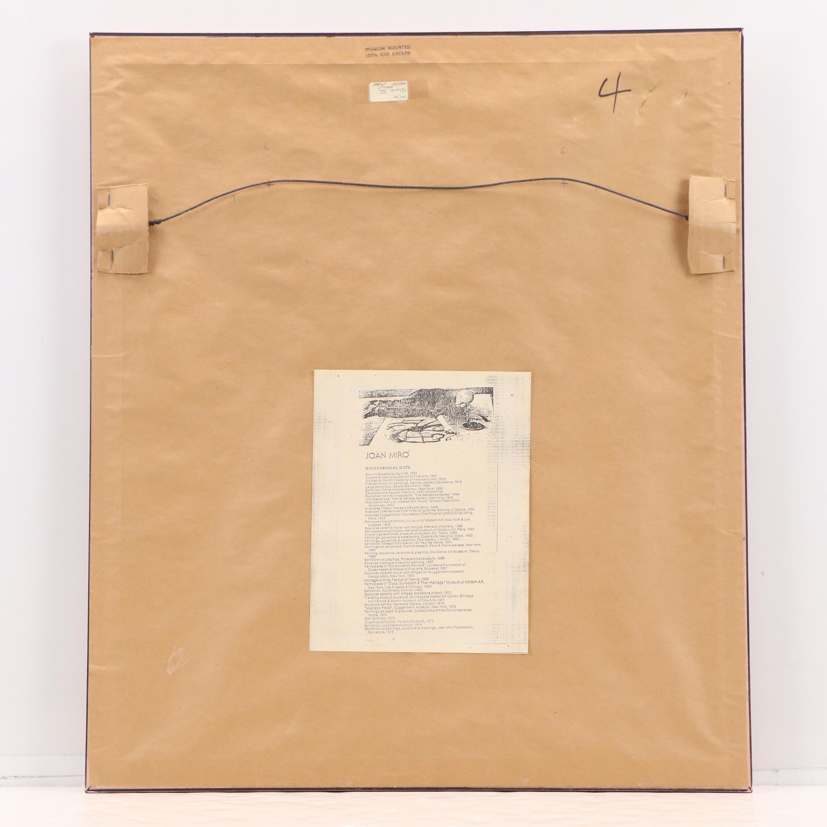 Joan Miró Color Lithograph "Lithographe III," 1977