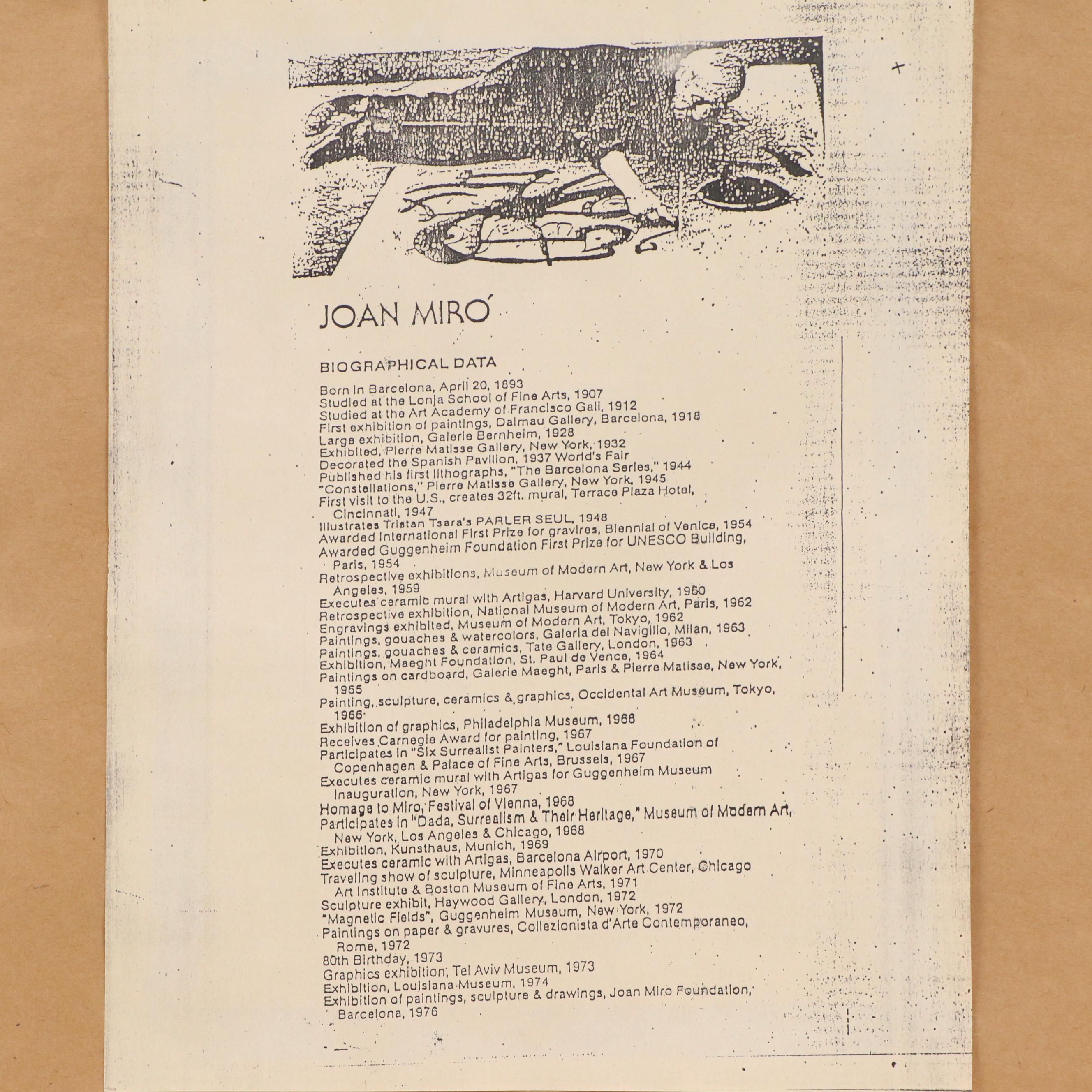 Joan Miró Color Lithograph "Lithographe III," 1977