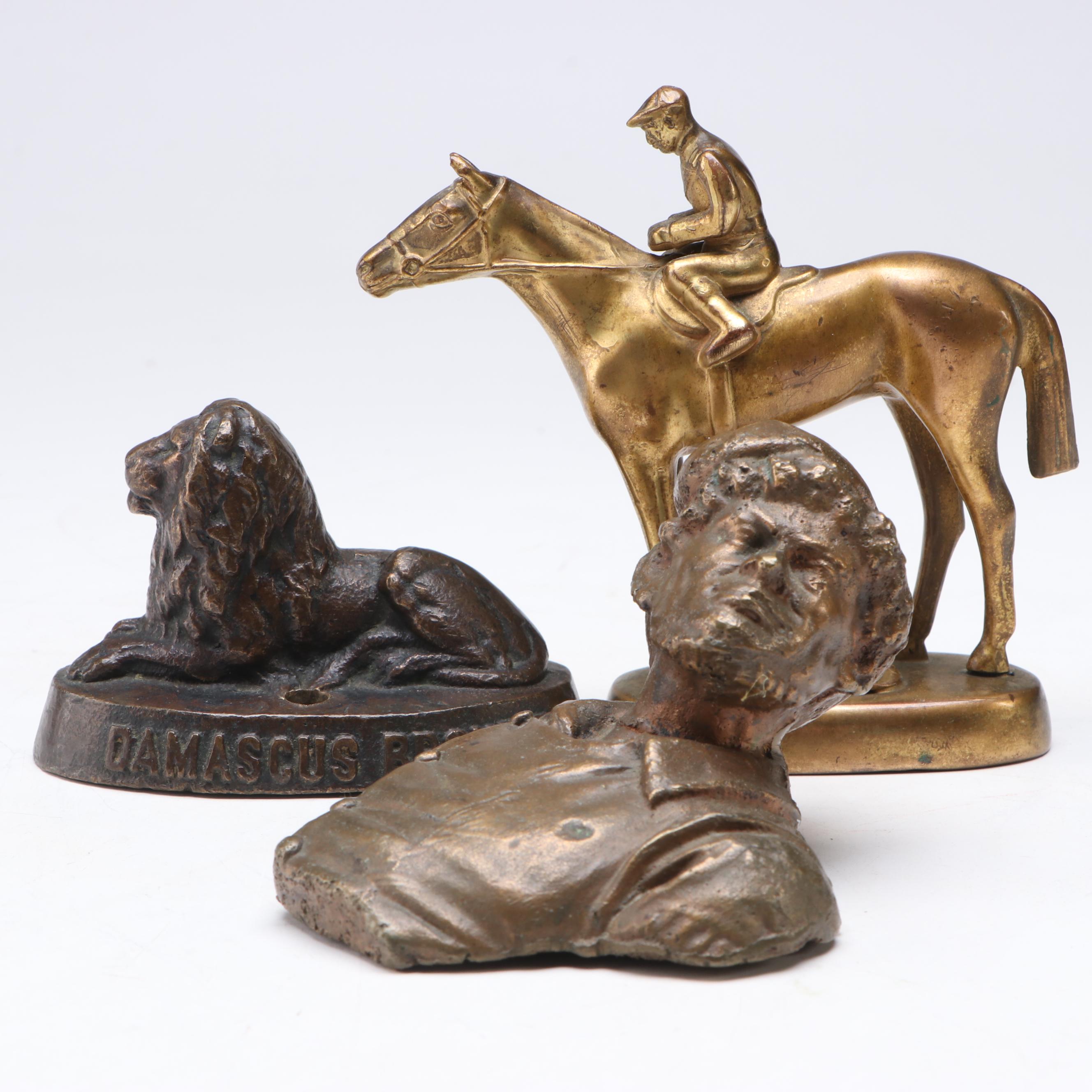 Brass Kentucky Hotel Race Horse Figurine, Damascus Lion and Other Décor