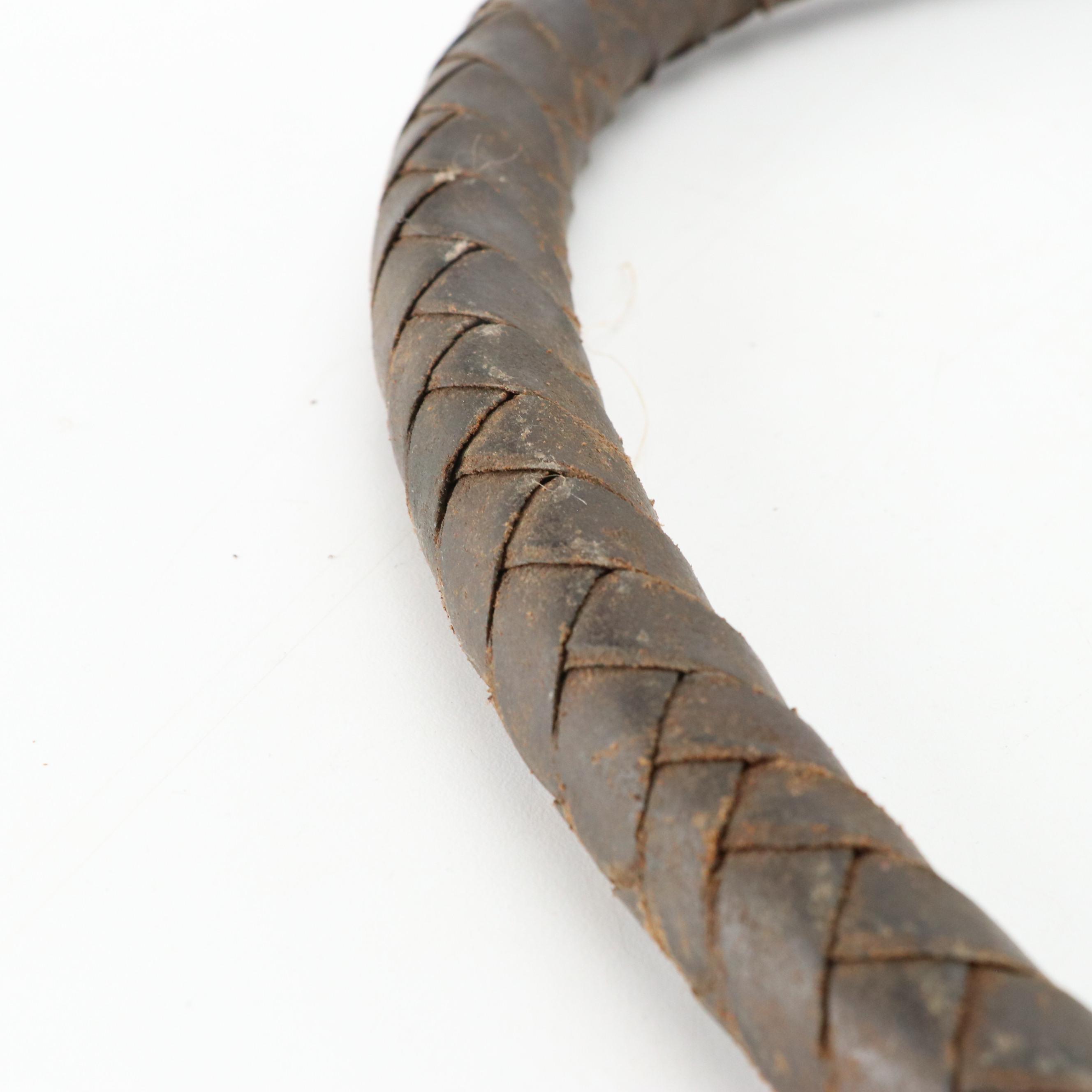 Mexican Fuste Wooden Saddle with Leather Bullwhip, Gaucho Boleadoras