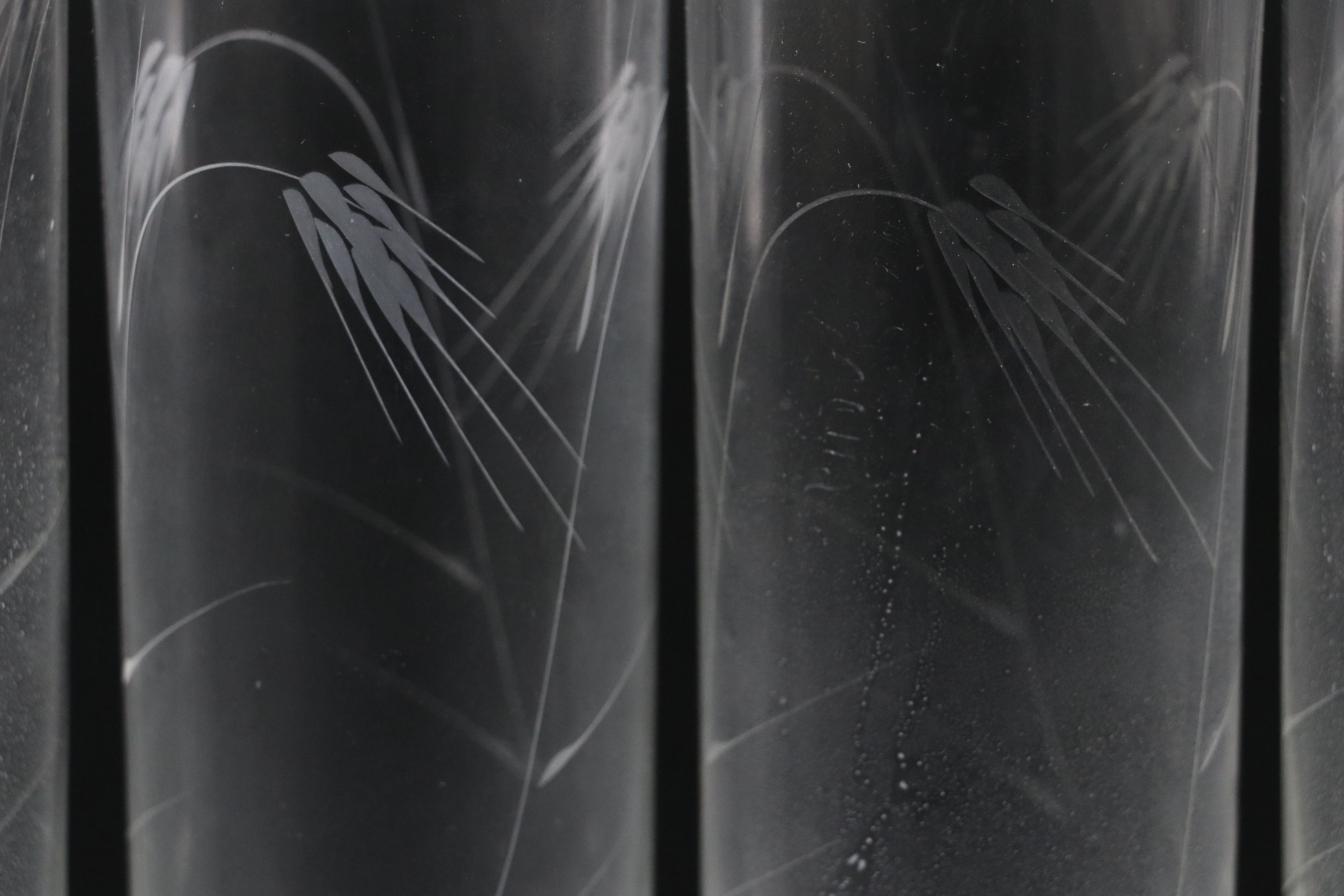 Mid Century Modern Style Etched Wheat Pattern Highball Glasses