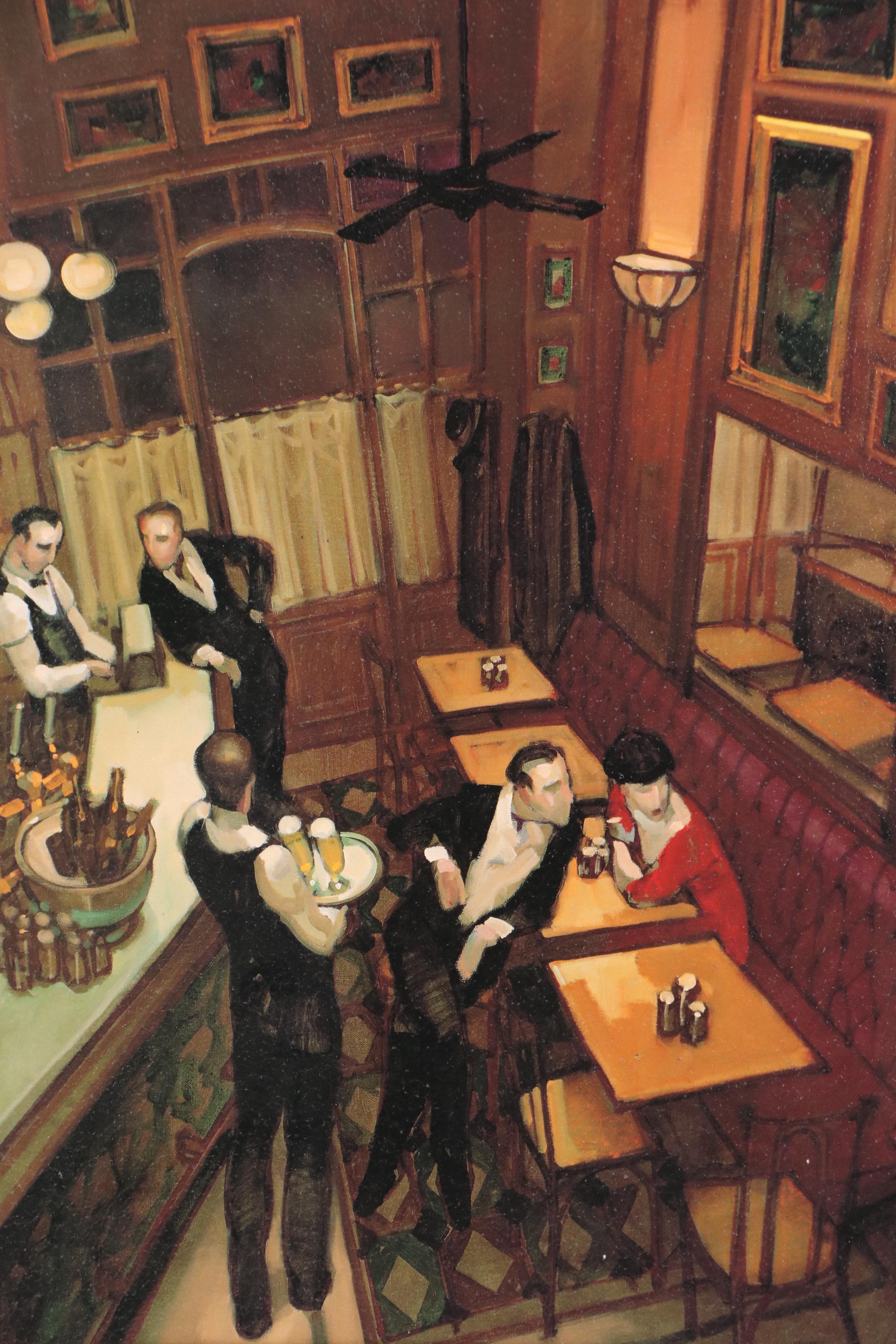 After Juarez Machado Embellished Offset Lithograph "Bistro"