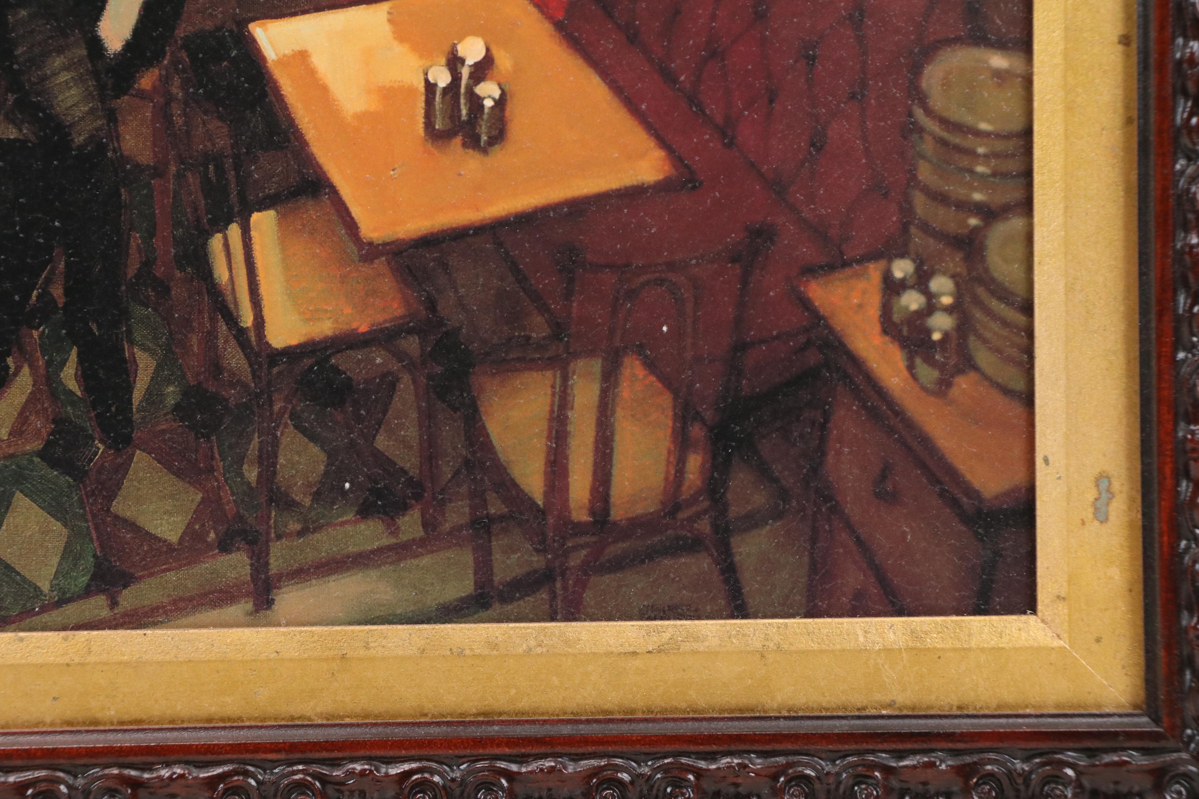 After Juarez Machado Embellished Offset Lithograph "Bistro"