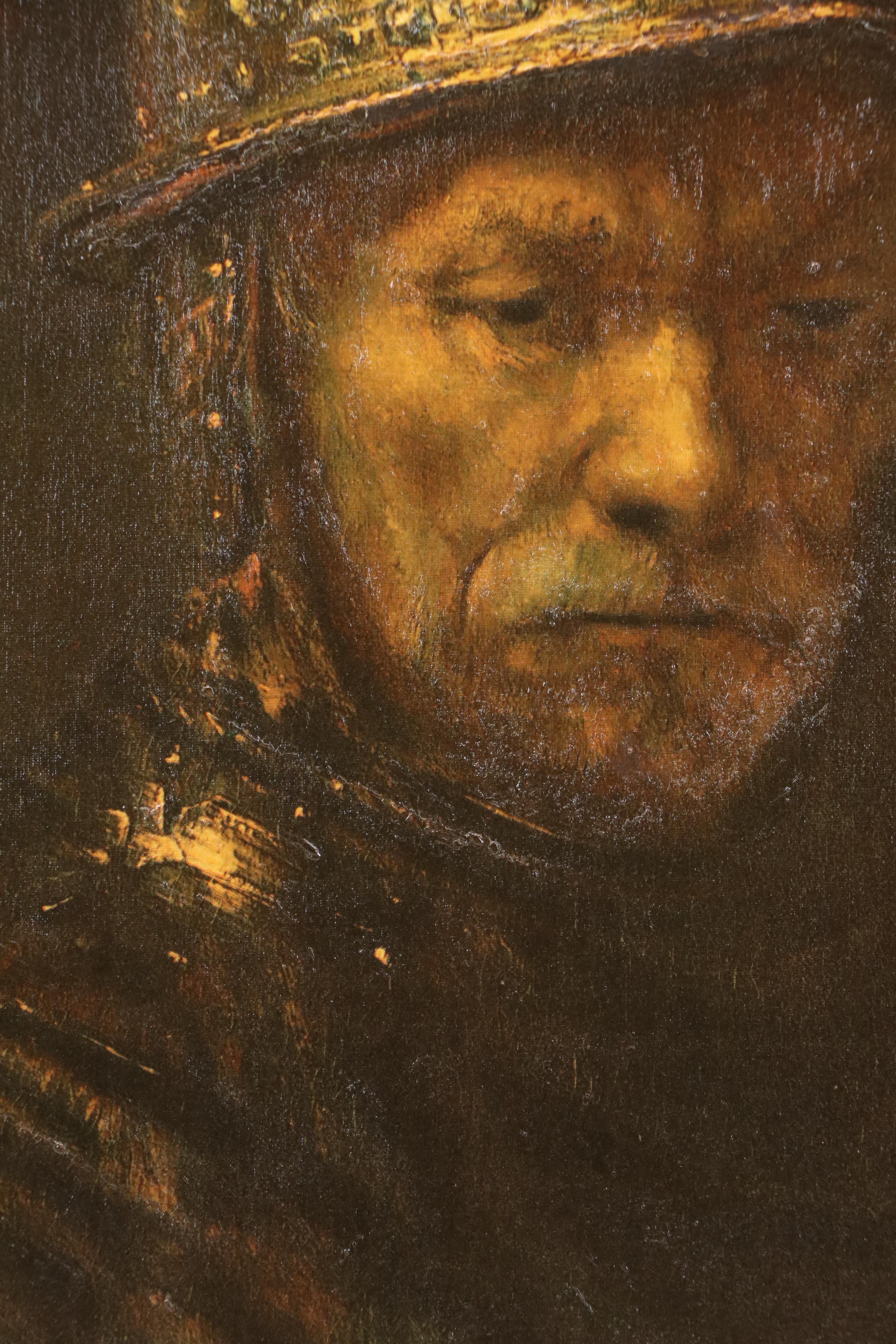After Rembrandt Embellished Offset Lithograph "Man with Golden Helmet"