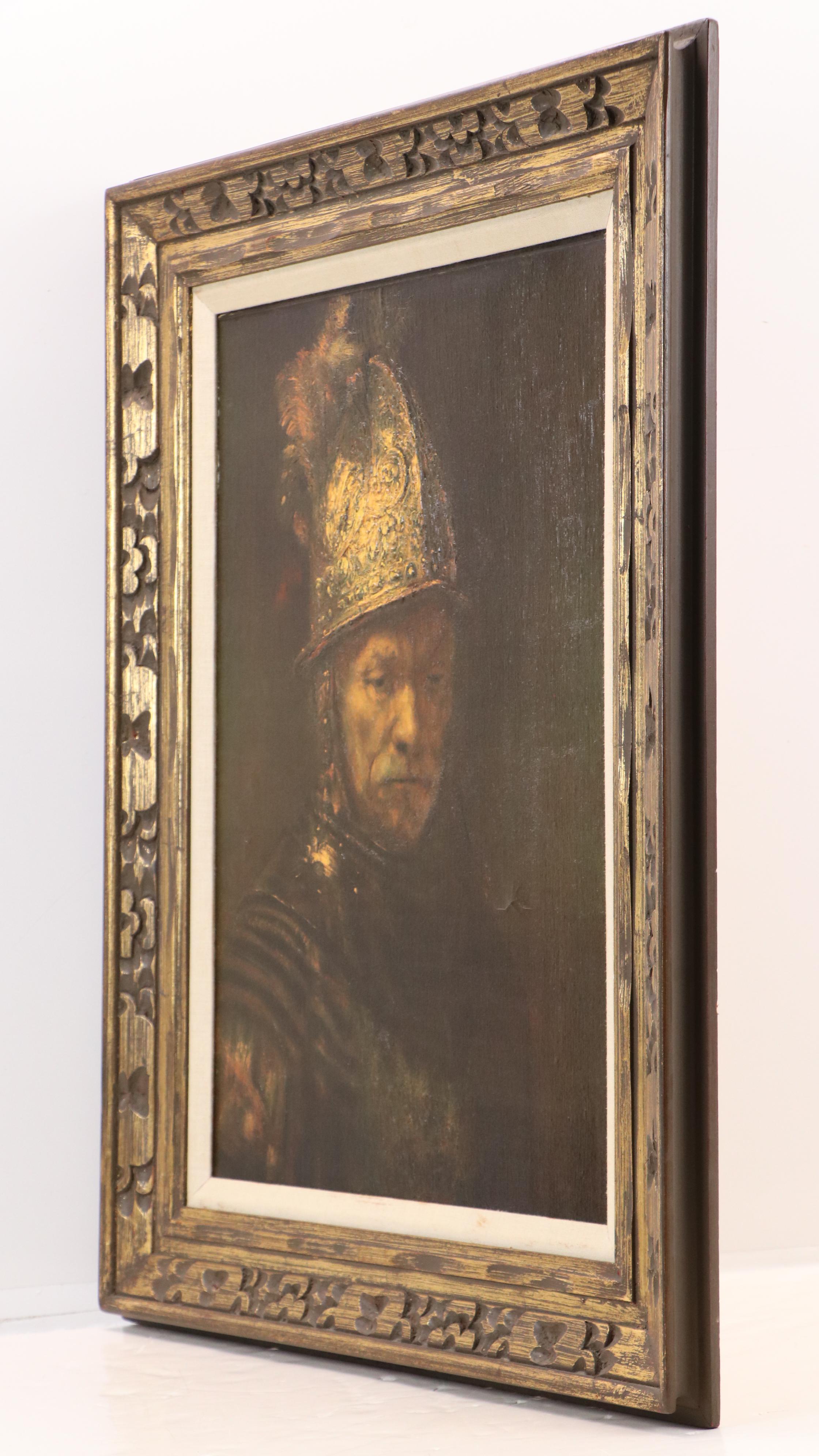 After Rembrandt Embellished Offset Lithograph "Man with Golden Helmet"
