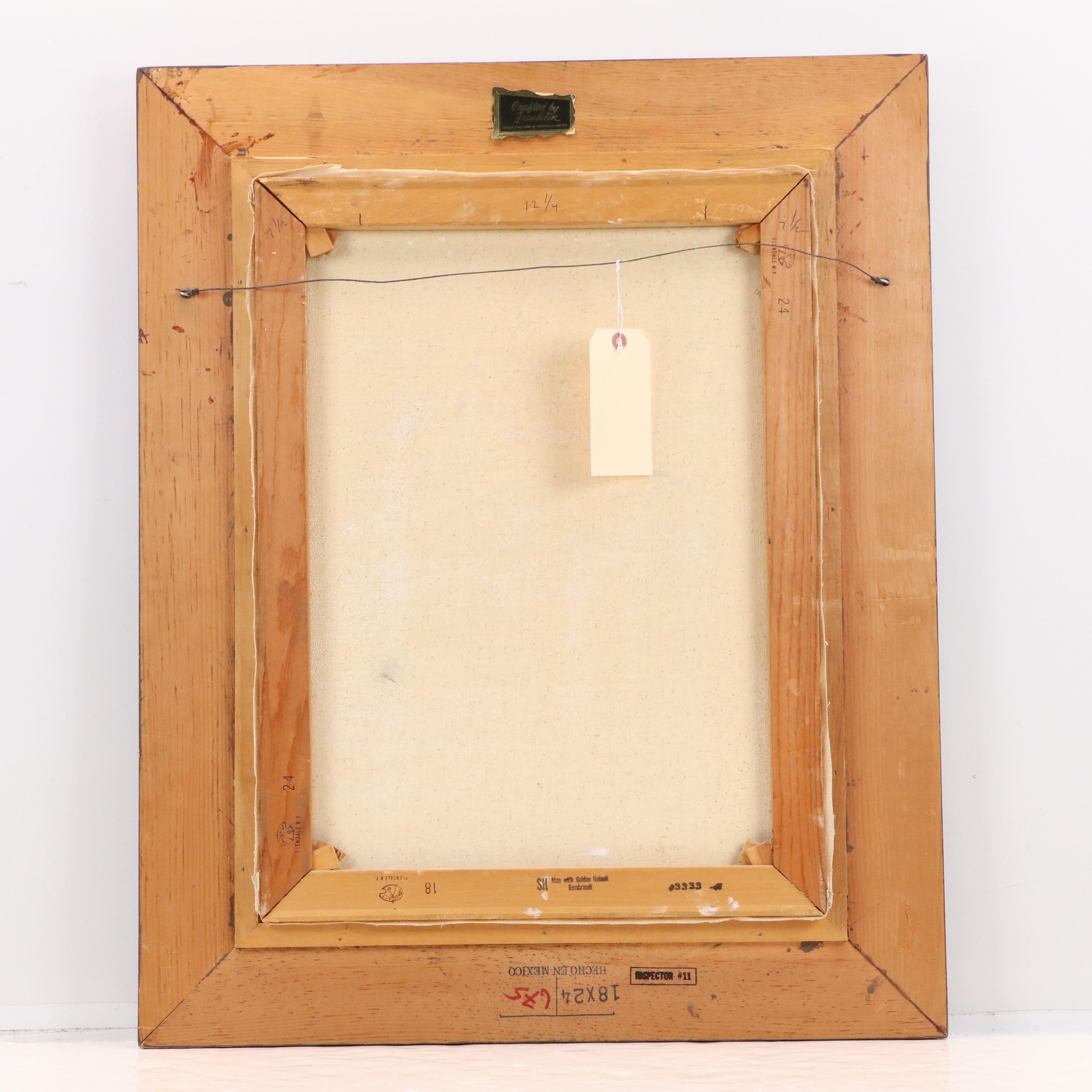 After Rembrandt Embellished Offset Lithograph "Man with Golden Helmet"