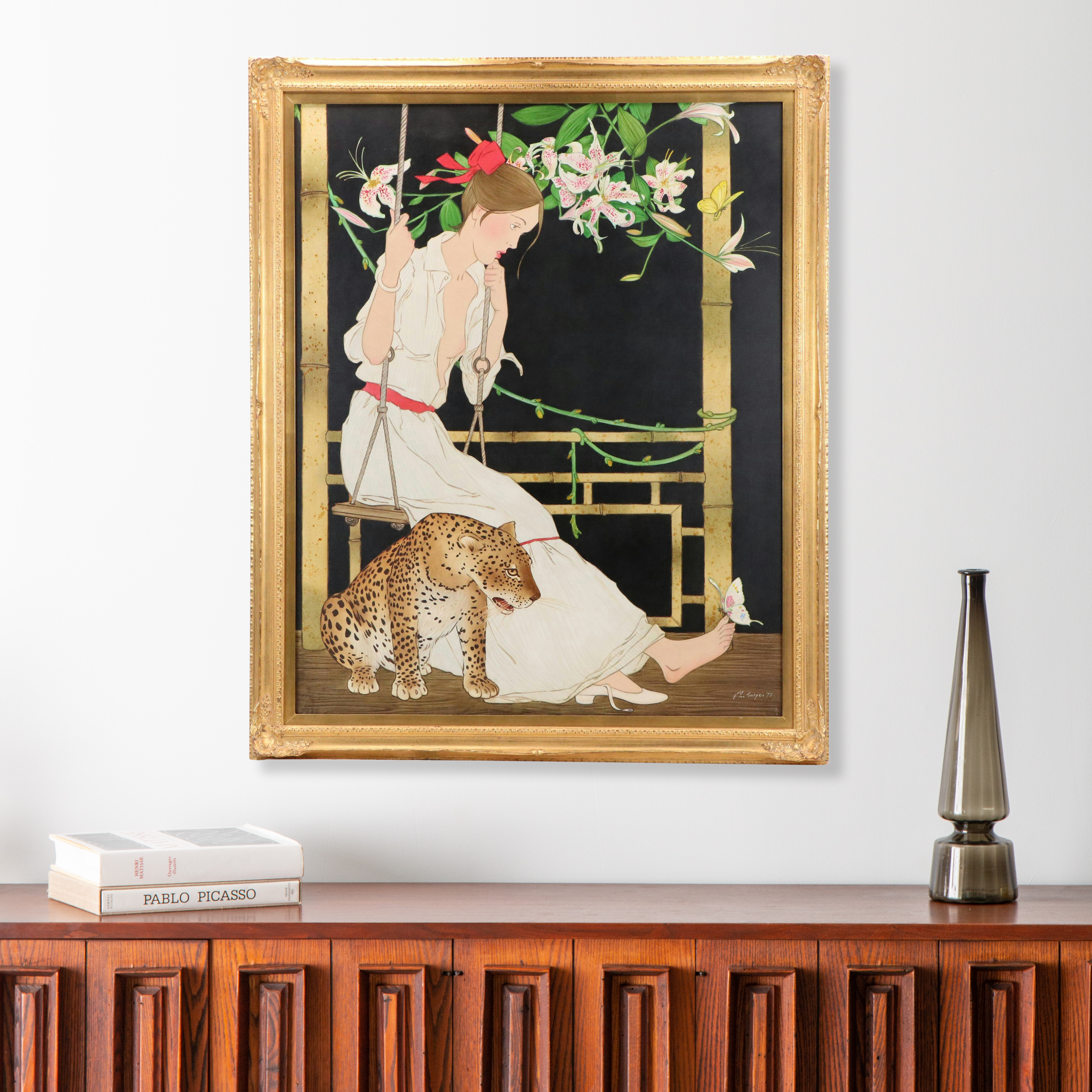 Philippe Henri Noyer Oil Painting "The Swing," 1978