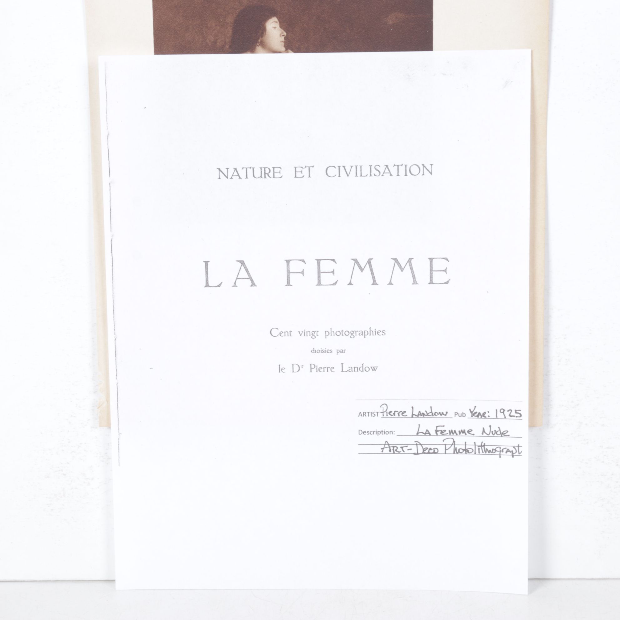 Dr. Pierre Landow "La Femme Nude" Lithograph, 1925