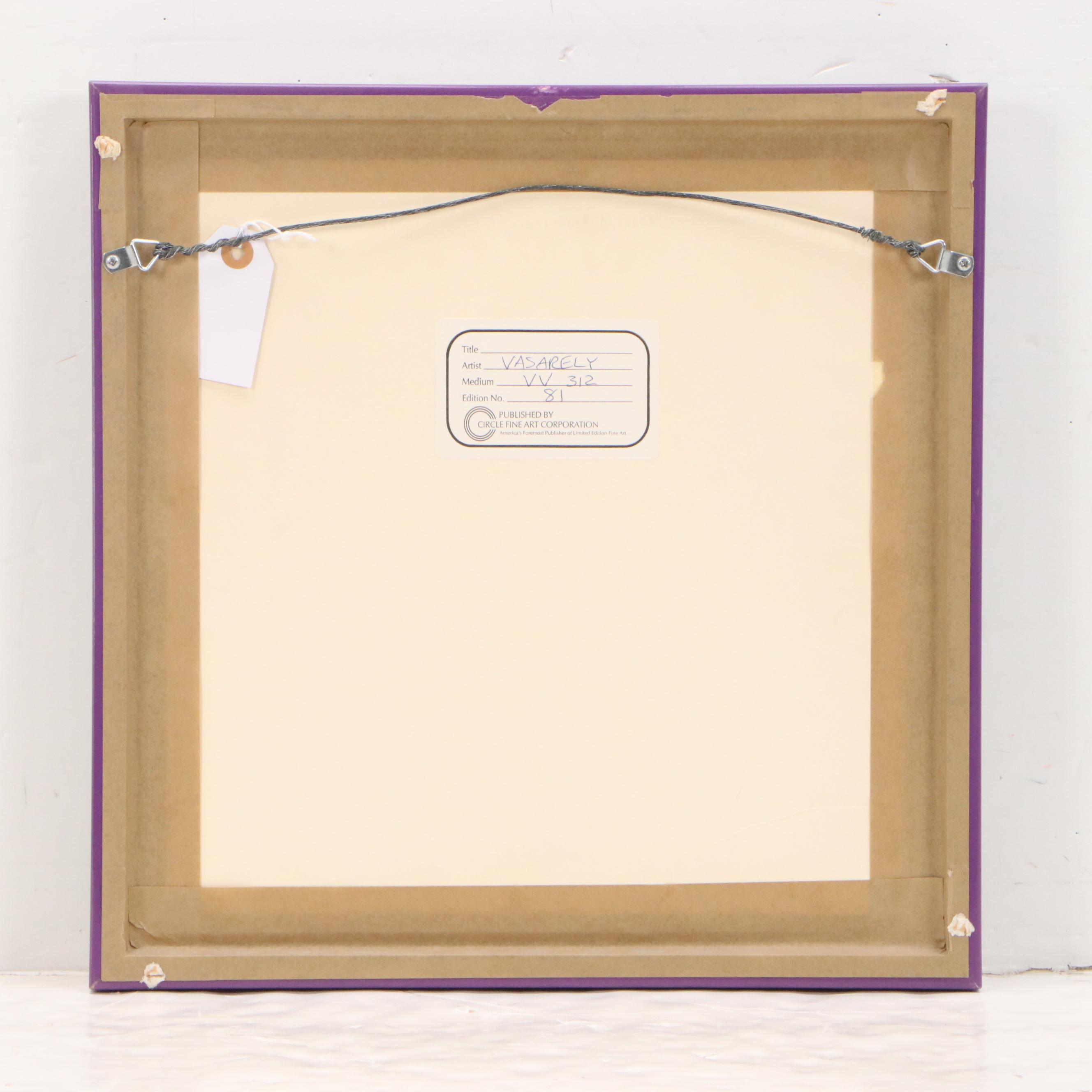 Victor Vasarely Op Art Color Lithograph in Pink and Green, Late 20th Century